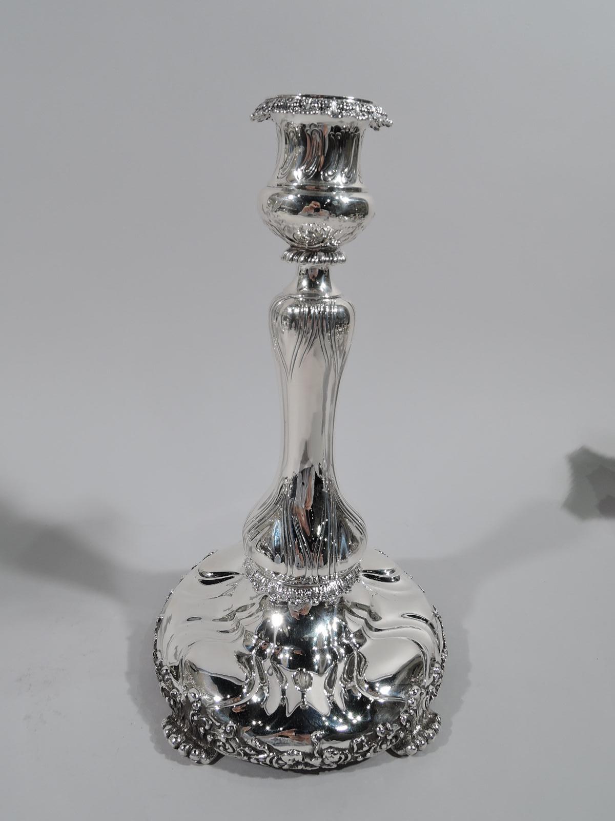 Pair of Tiffany Turn-of-the-Century Sterling Silver 5-Light Candelabra 1