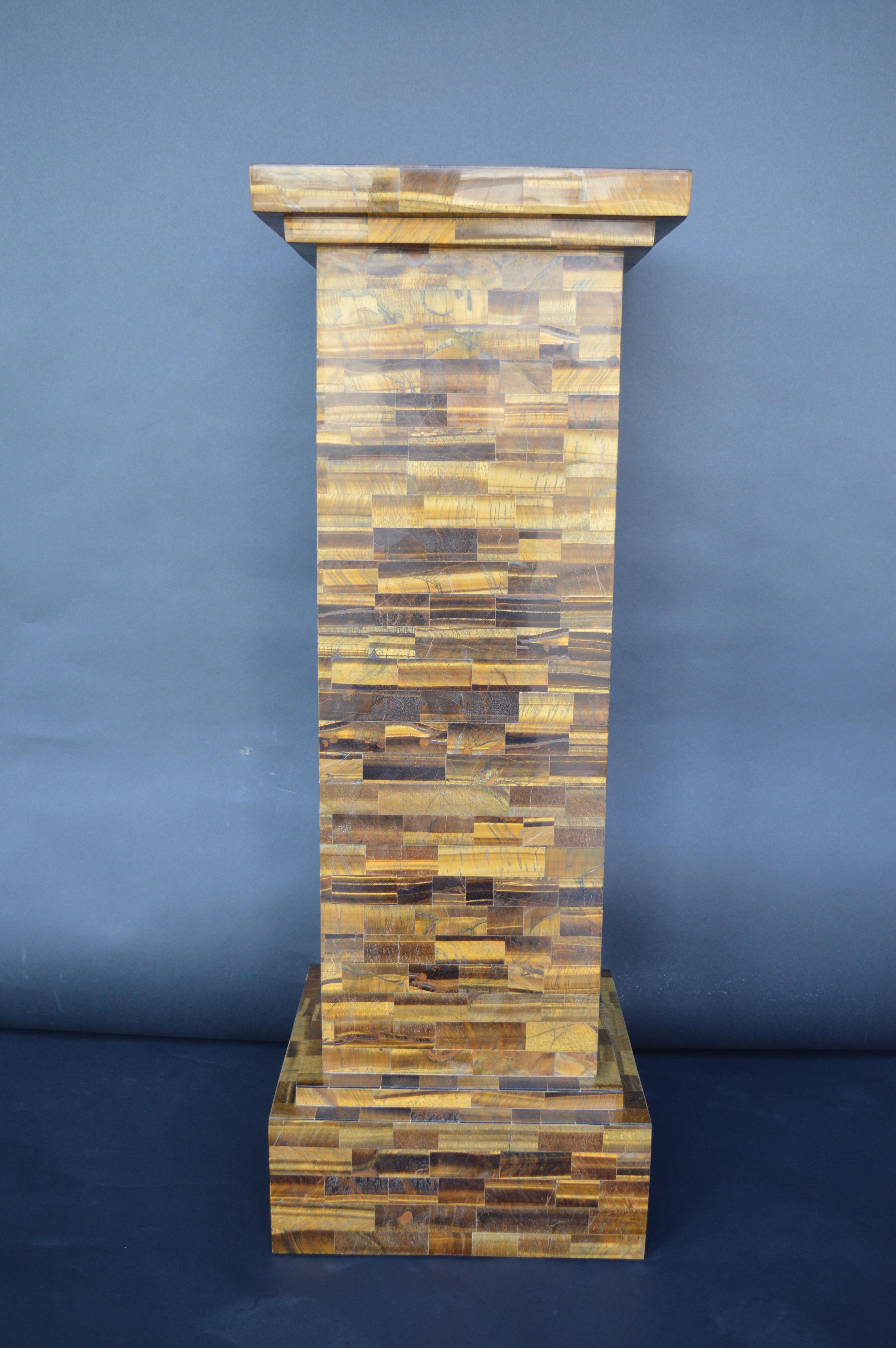 Pair of Tiger Eye Pedestals. Late 20th Century. USA