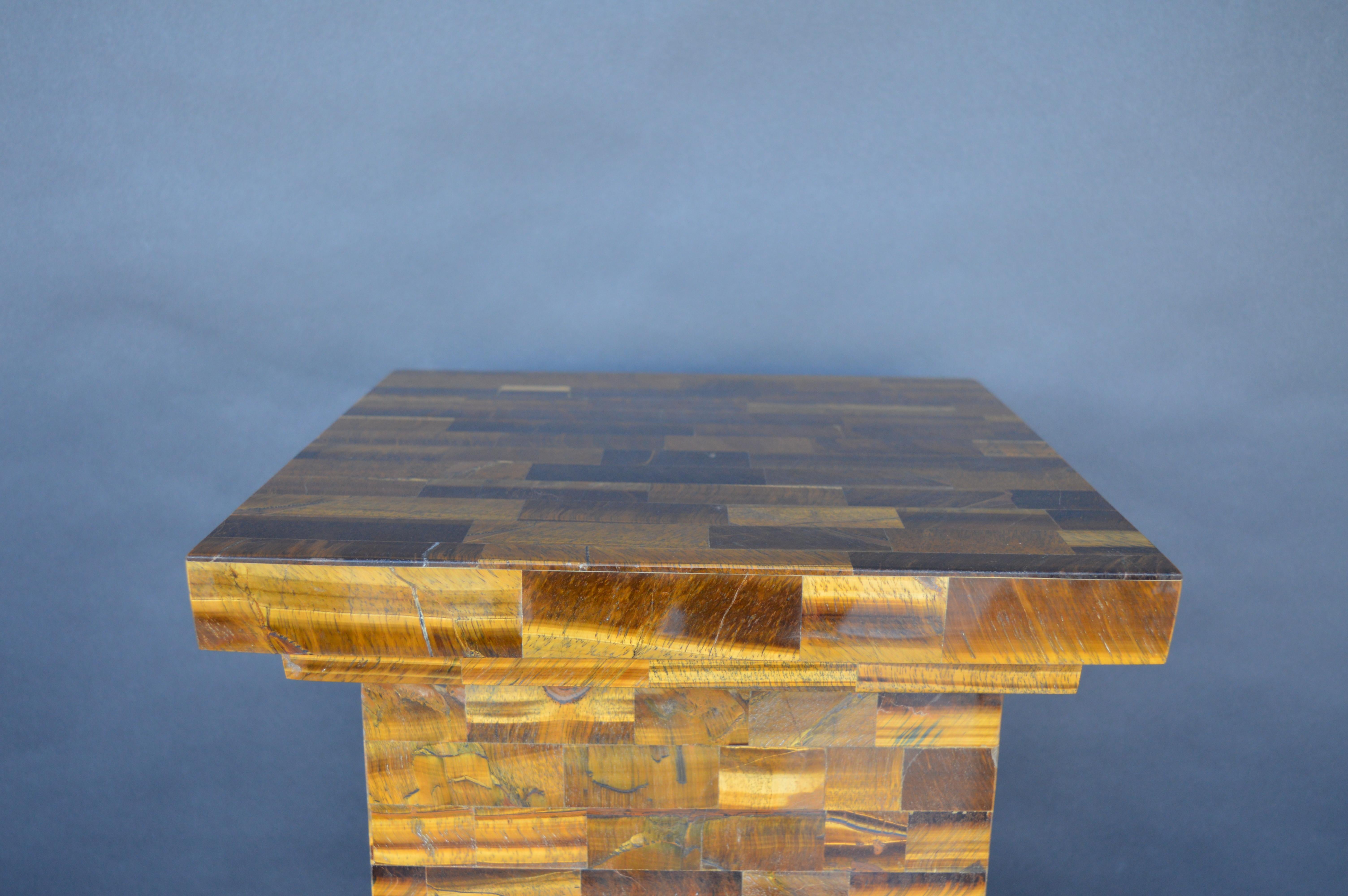 American Pair of Tiger Eye Pedestals