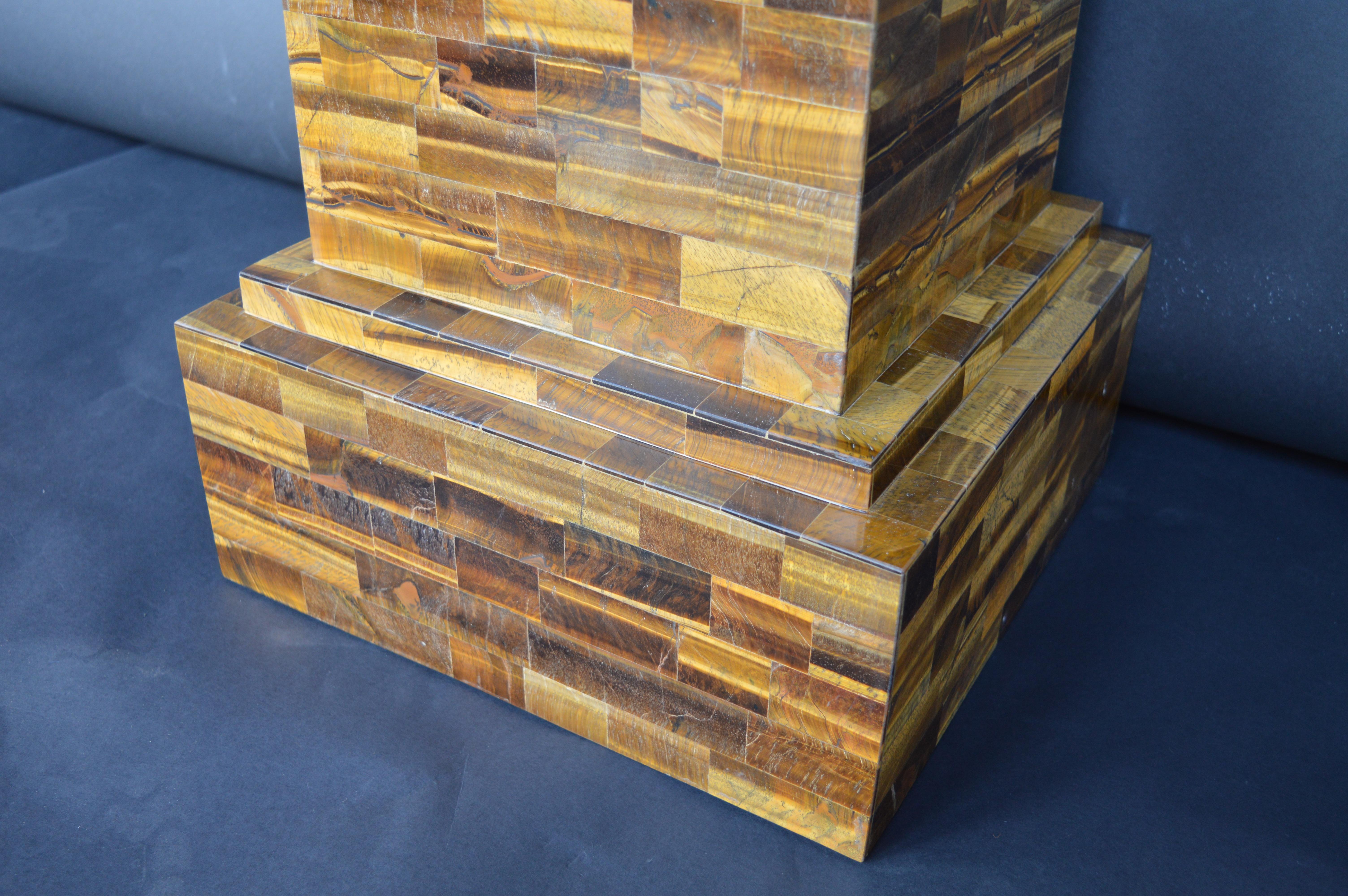 20th Century Pair of Tiger Eye Pedestals