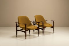 Pair of 'Tiki' Armchairs in Ochre Fabric by Busnelli, Italy 1960s