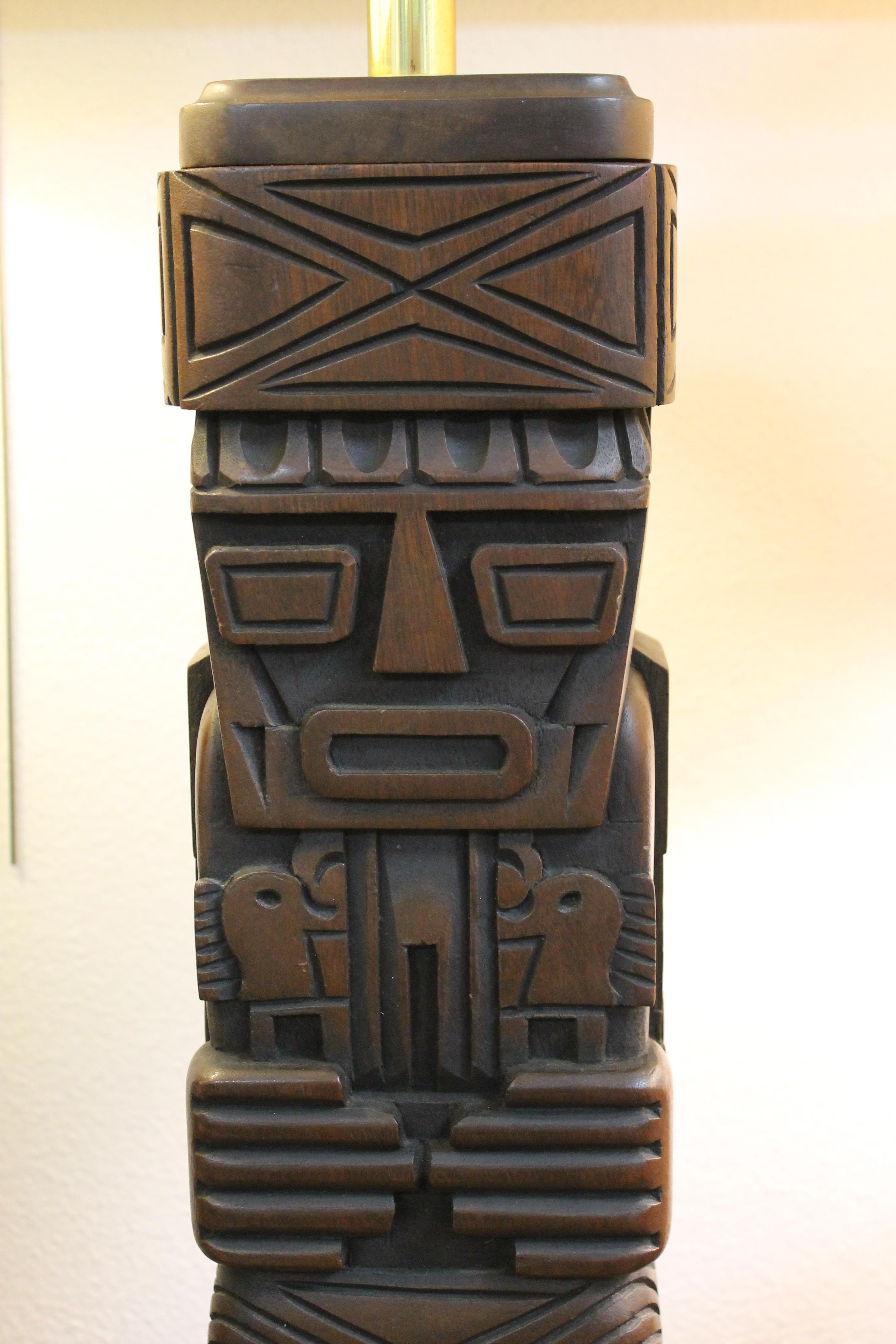 Mid-20th Century Pair of Tiki Lamps