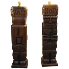 Vintage Pair of Tiki Lamps