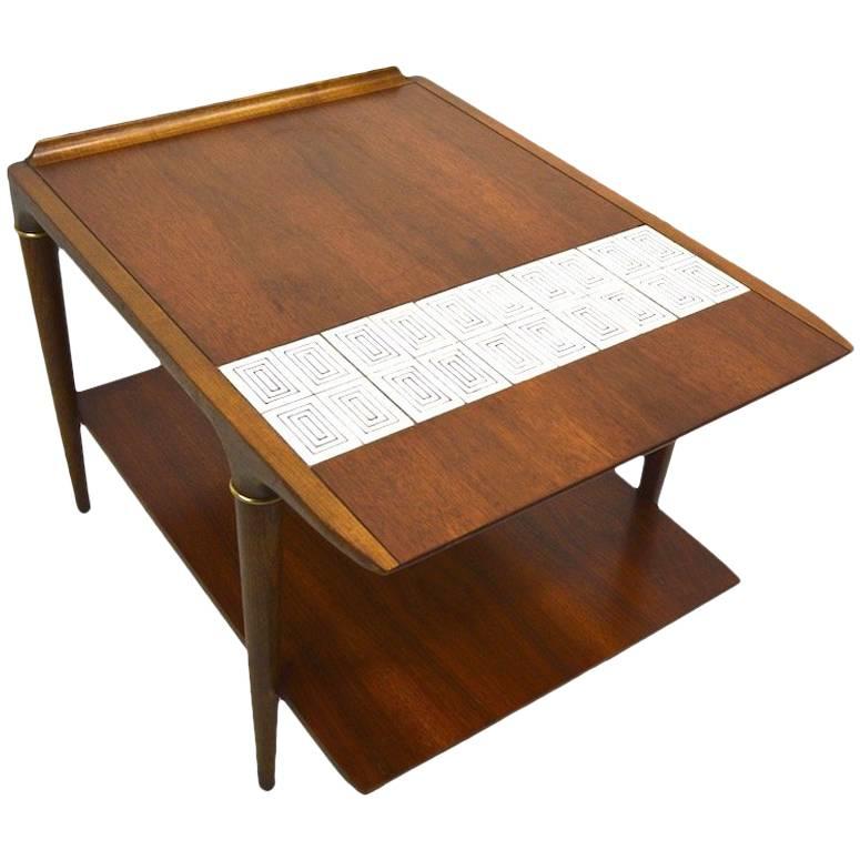 Paire de tables d'appoint en bois et tuile de Lane Furniture Company