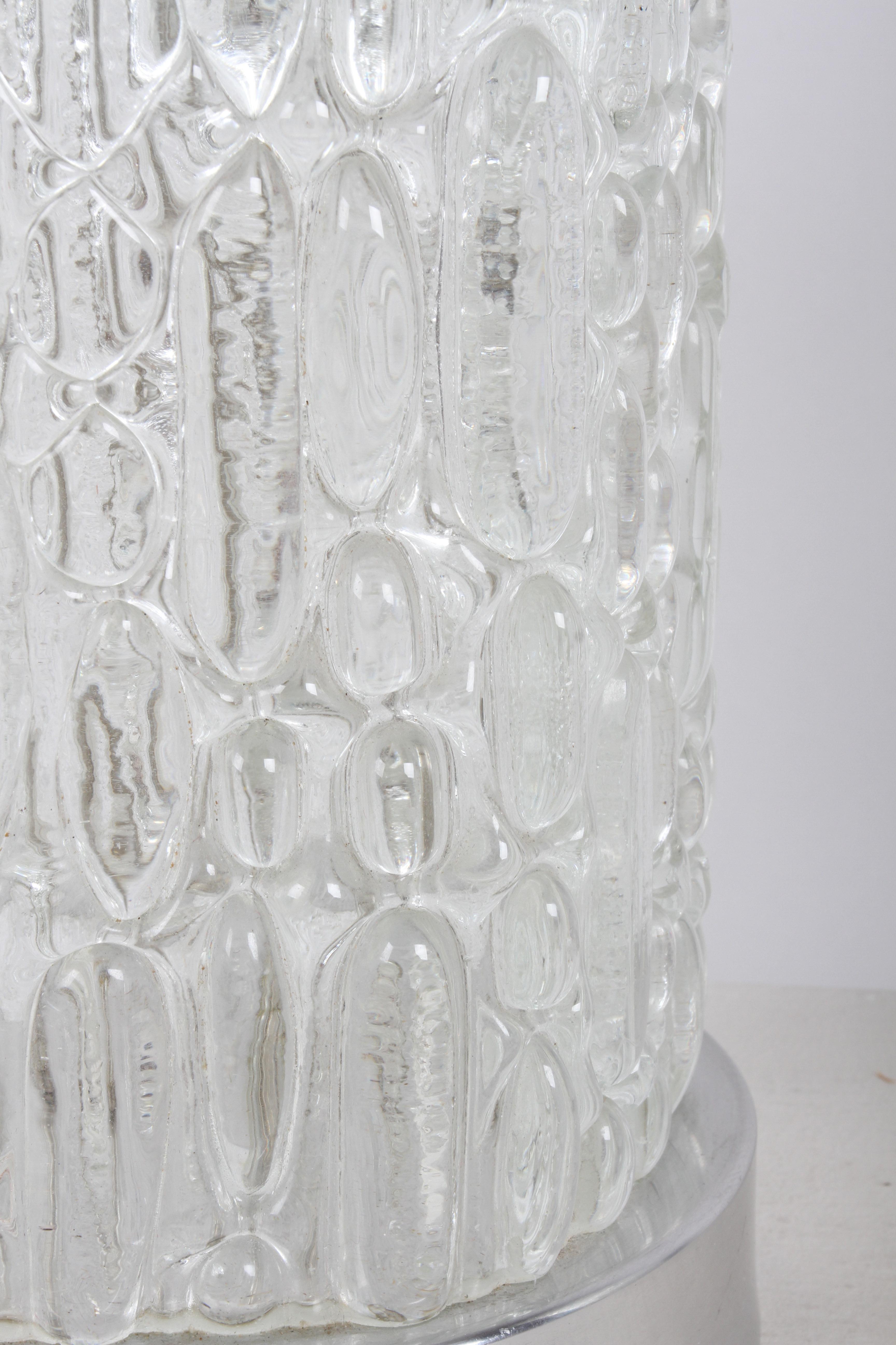 Pareja de lámparas de sobremesa Timo Sarpaneva Iittala estilo Festivo de cristal texturado y cromo en venta 2
