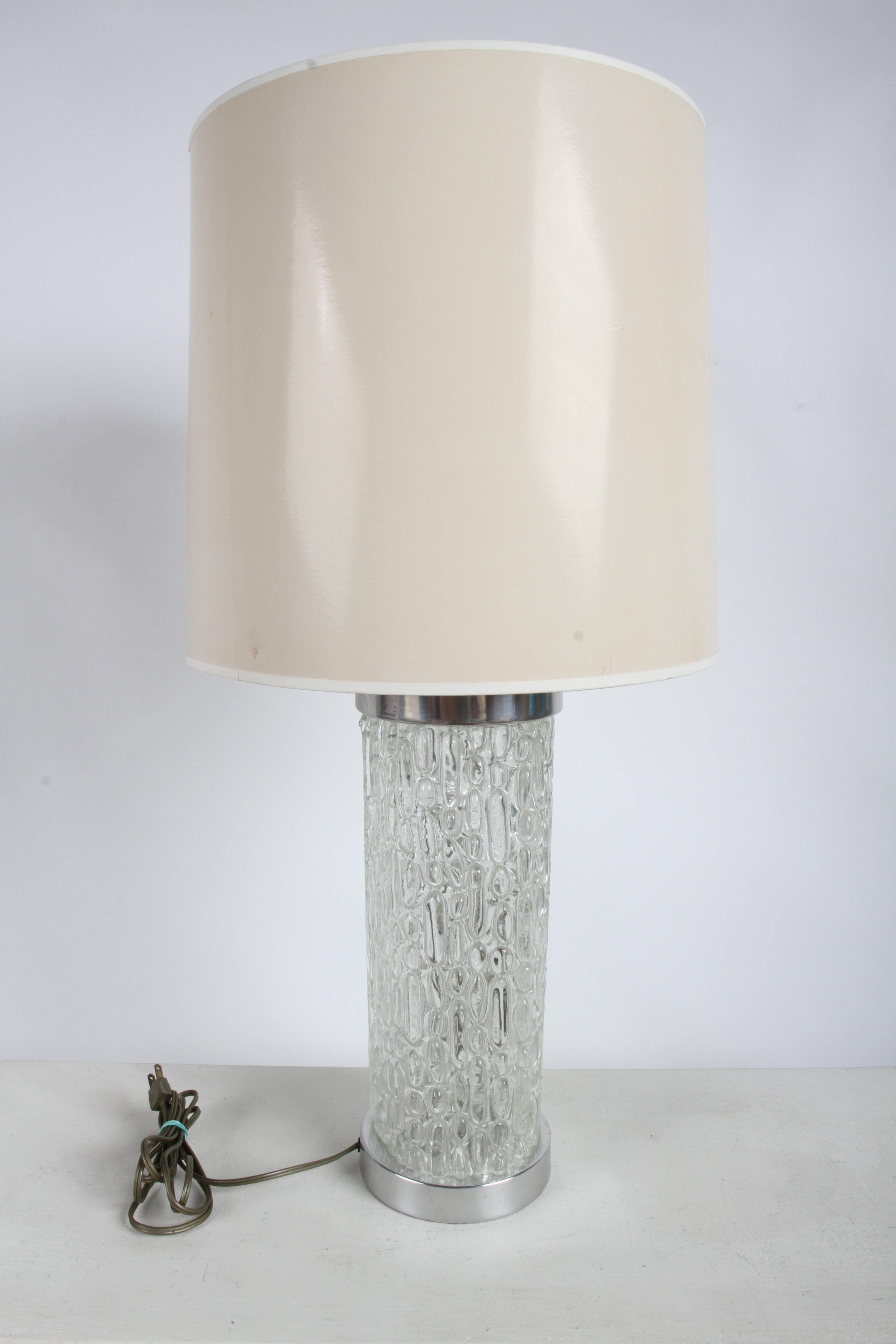 Pareja de lámparas de sobremesa Timo Sarpaneva Iittala estilo Festivo de cristal texturado y cromo en venta 3
