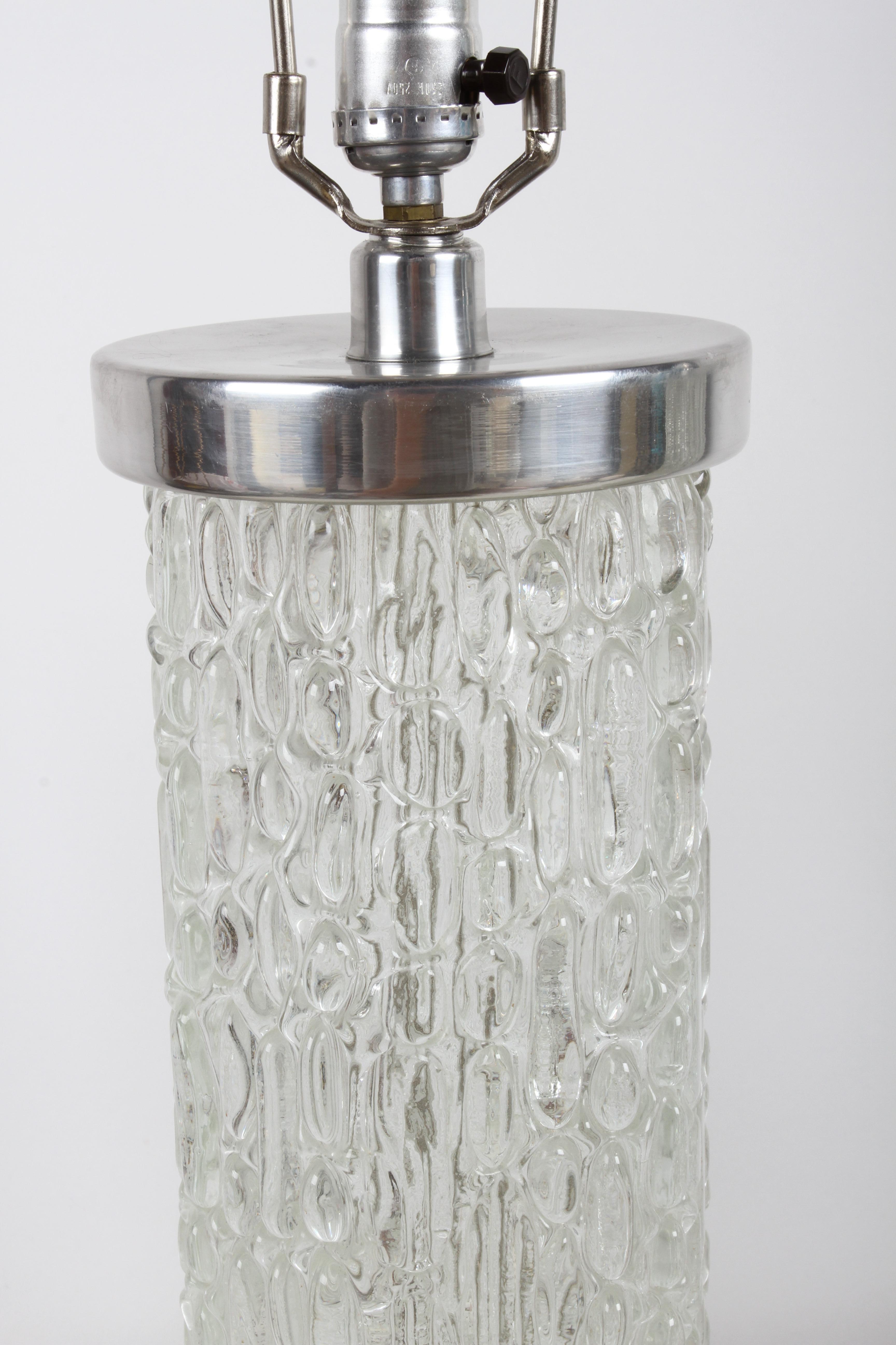 Pareja de lámparas de sobremesa Timo Sarpaneva Iittala estilo Festivo de cristal texturado y cromo en venta 1