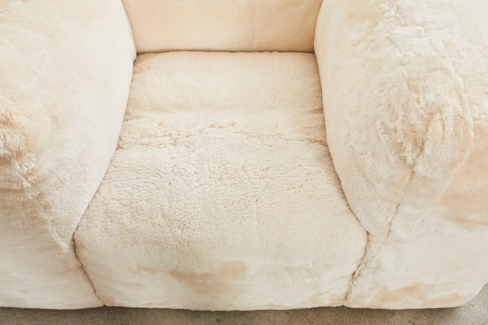 Pair of Timothy Oulton for Restoration Hardware Sheepskin Lounge Chairs For Sale 10