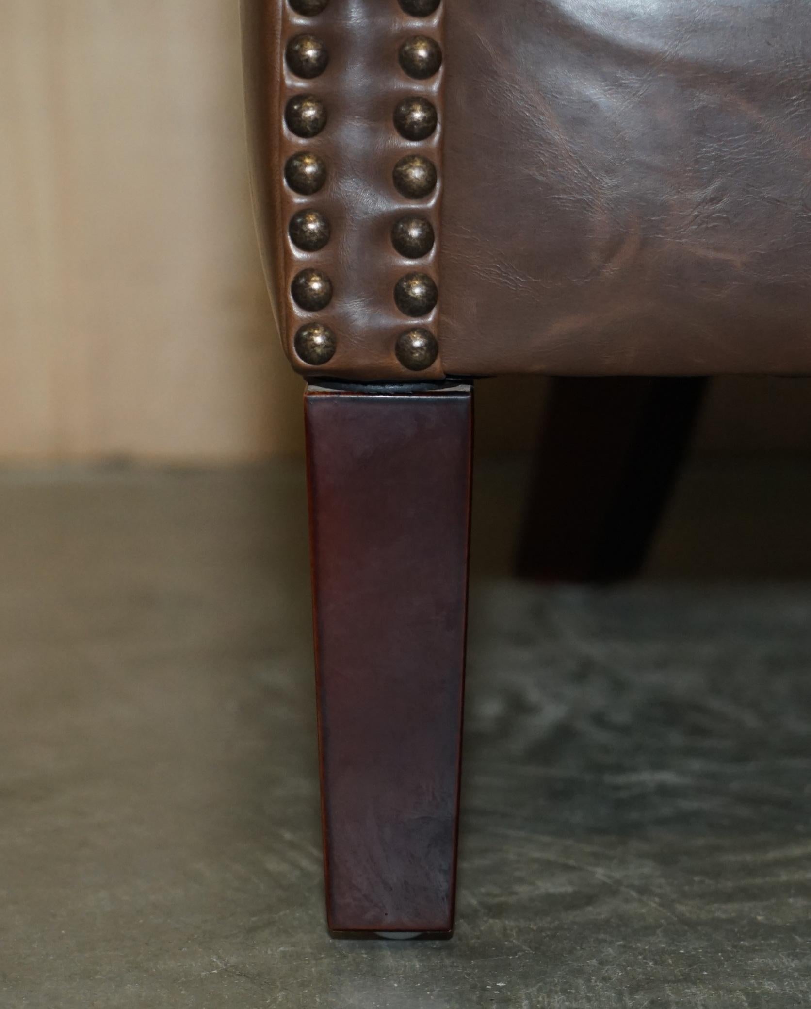 20th Century Pair of Timothy Oulton Halo Brown Leather Little Professor Armchairs