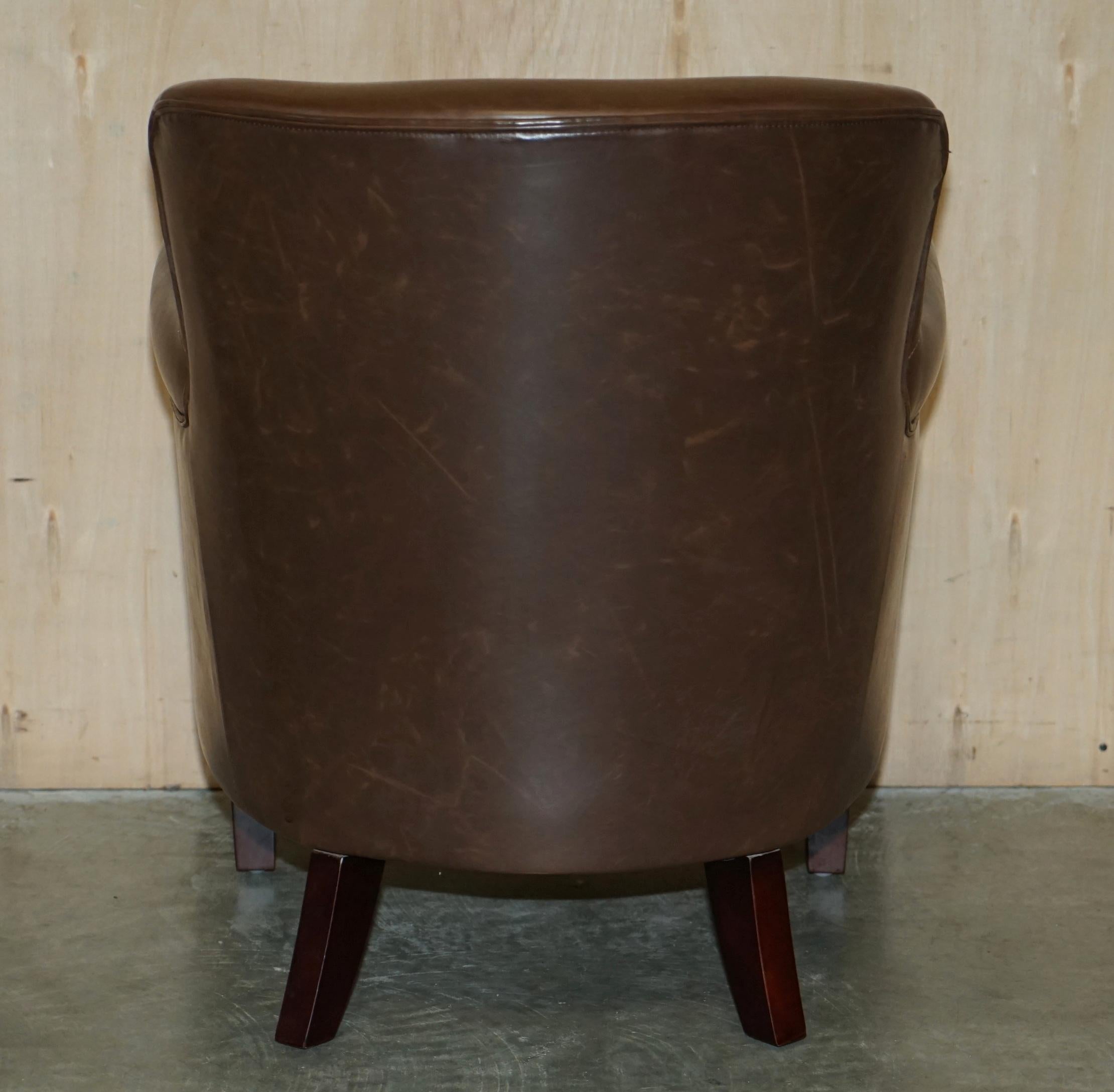 Pair of Timothy Oulton Halo Brown Leather Little Professor Armchairs 8