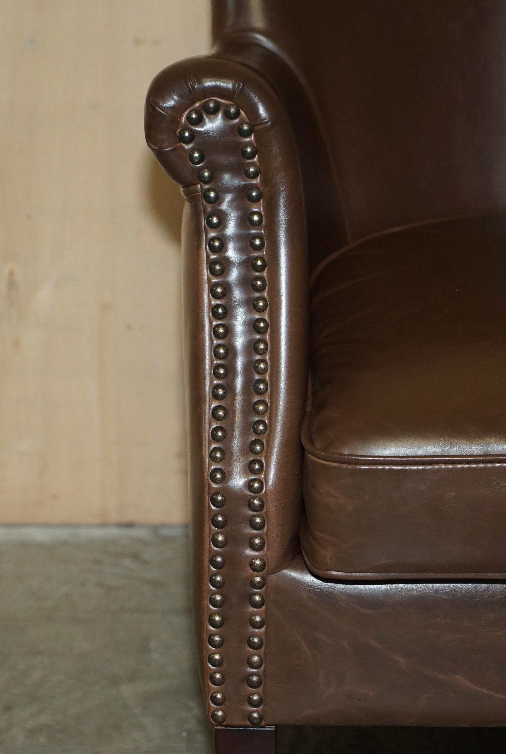 Hand-Crafted Pair of Timothy Oulton Halo Brown Leather Little Professor Armchairs
