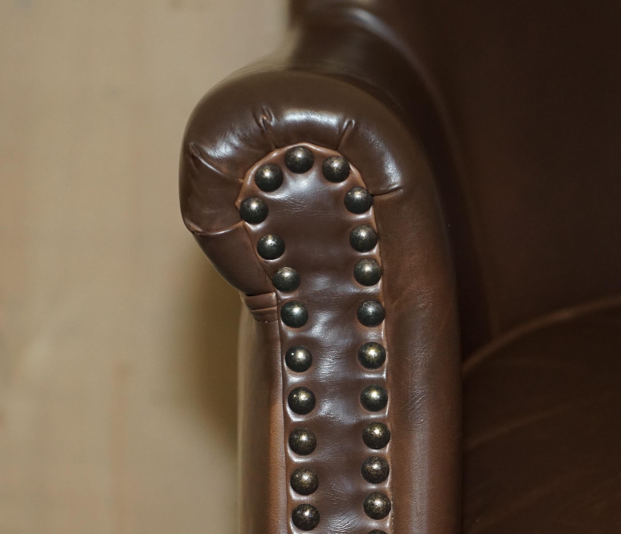 Pair of Timothy Oulton Halo Brown Leather Little Professor Armchairs In Good Condition In West Sussex, Pulborough