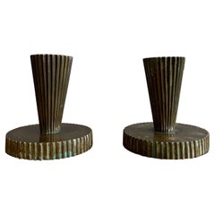 Pair of Tinos Bronze Candle Holders Denmark, 1930s