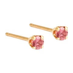 Pair of Tiny Pink Sapphire and Solid Gold Studs by Allison Bryan