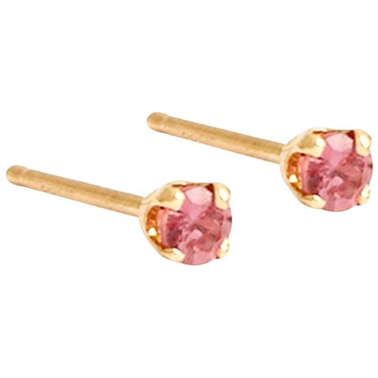 Pair of Tiny Pink Sapphire and Solid Gold Studs by Allison Bryan