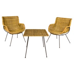 Used Pair of Tito Agnoli Armchairs and Side Table , circa 1950, Italiy