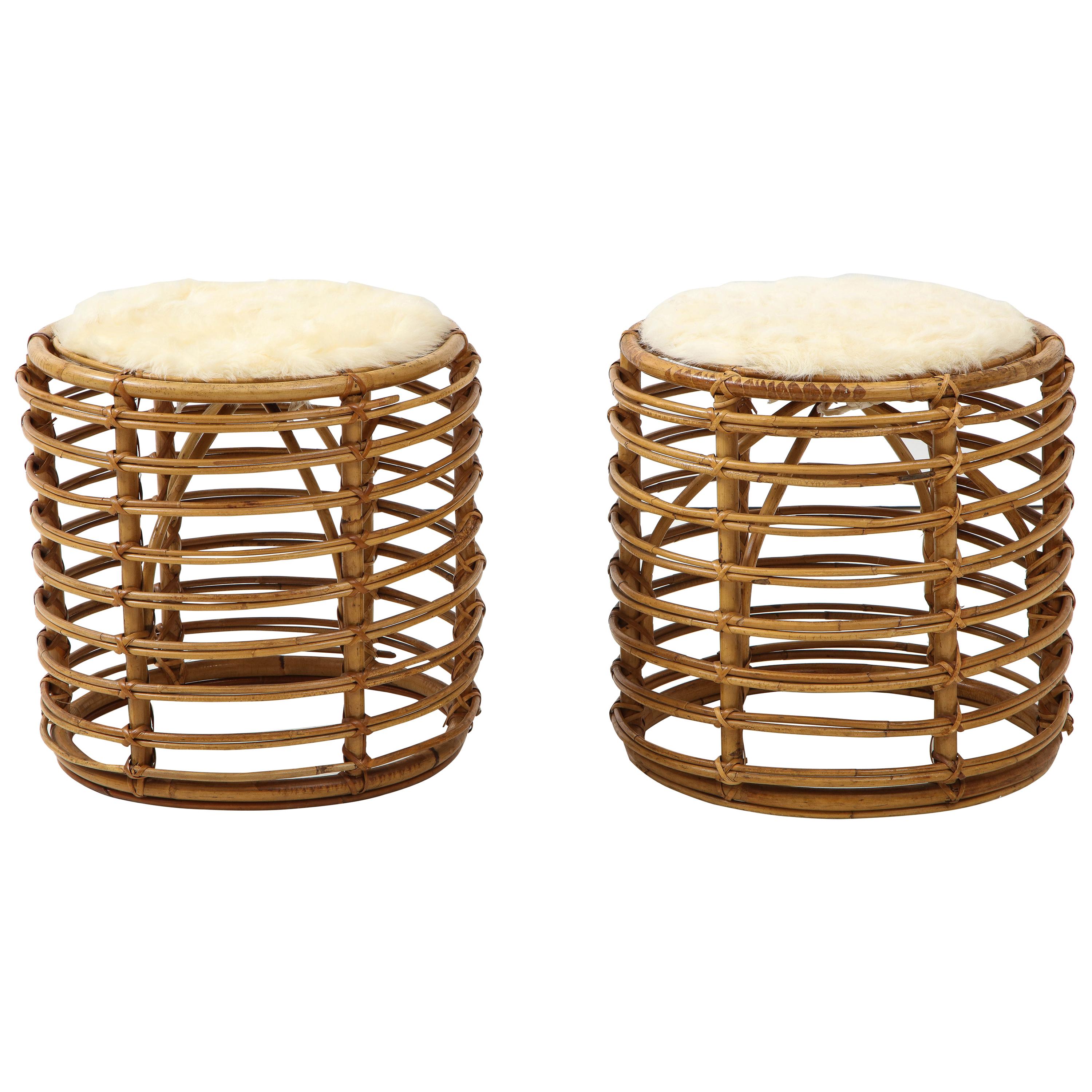 Pair of Tito Agnoli Cane Stools, Italy, 1960