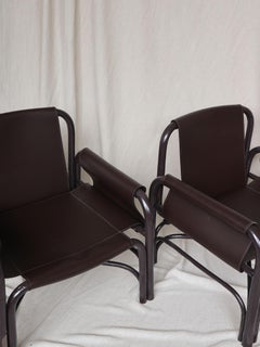 Pair of Tito Agnoli for Bonacina Safari Lounge Chairs, Early 1970s