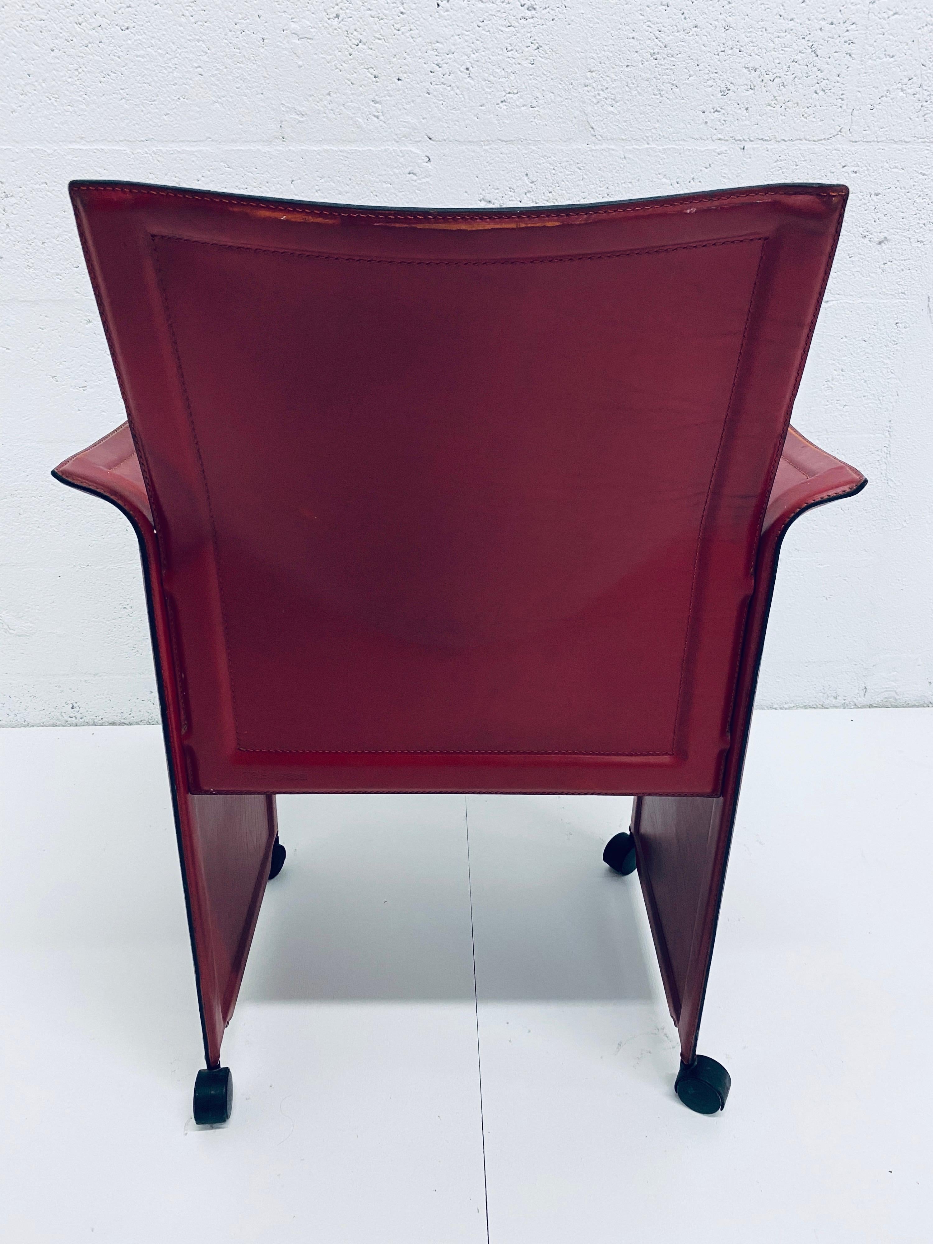 Pair of Tito Agnoli Korium Red Leather Armchairs Chairs for Matteo Grassi 9