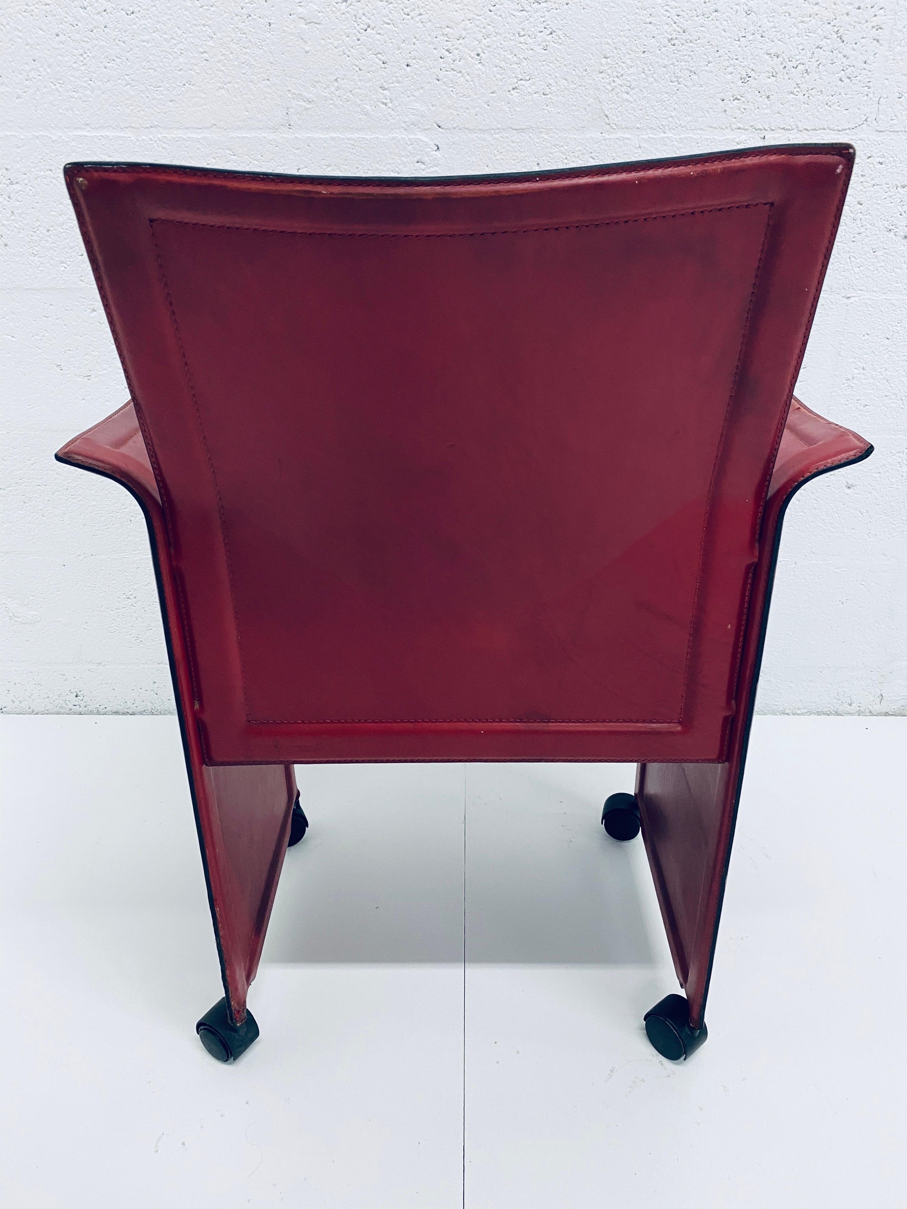 Pair of Tito Agnoli Korium Red Leather Armchairs Chairs for Matteo Grassi 13