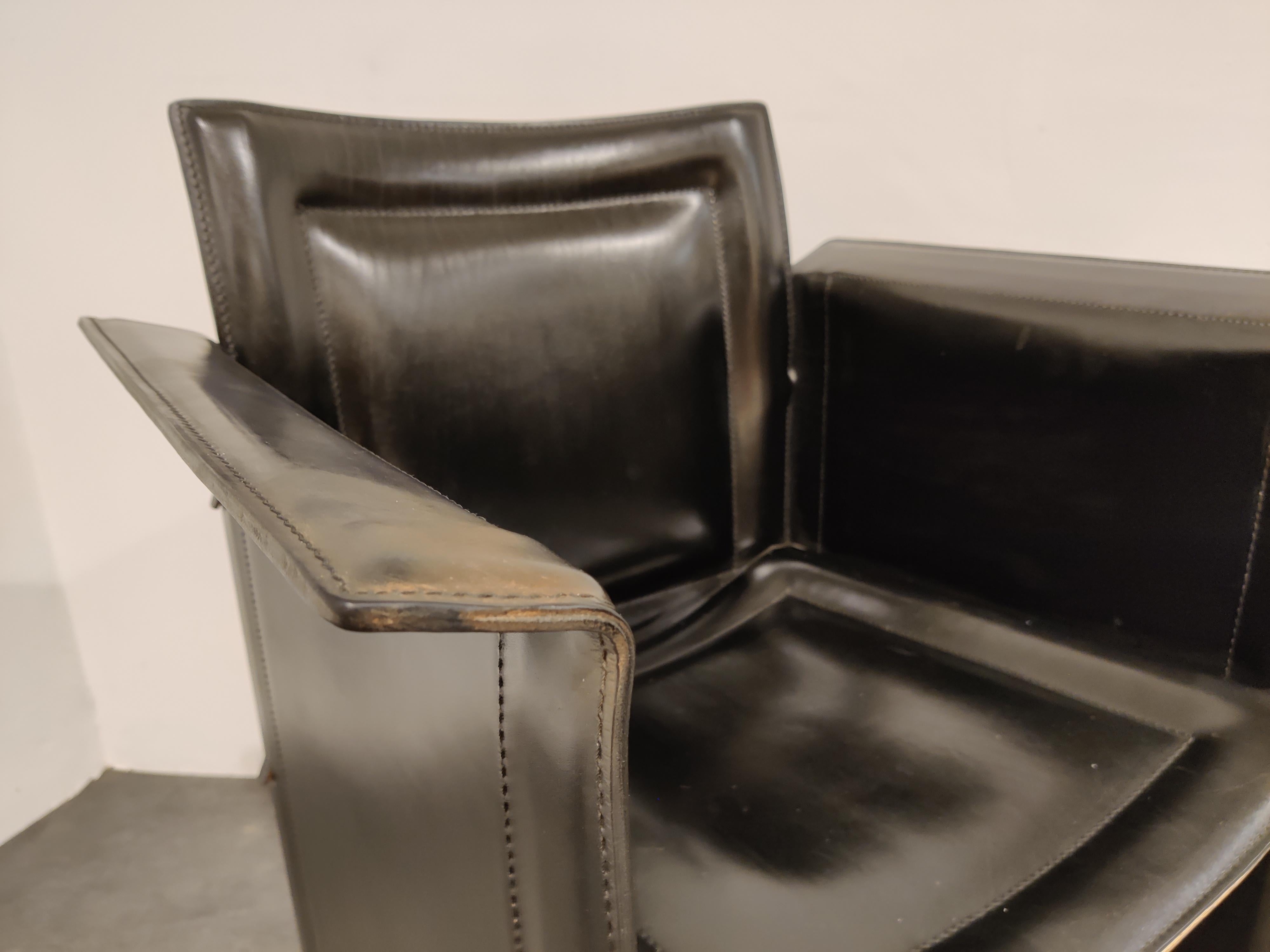 Pair of Tito Agnoli Leather Side Chairs for Matteo Grassi, 1970s 4