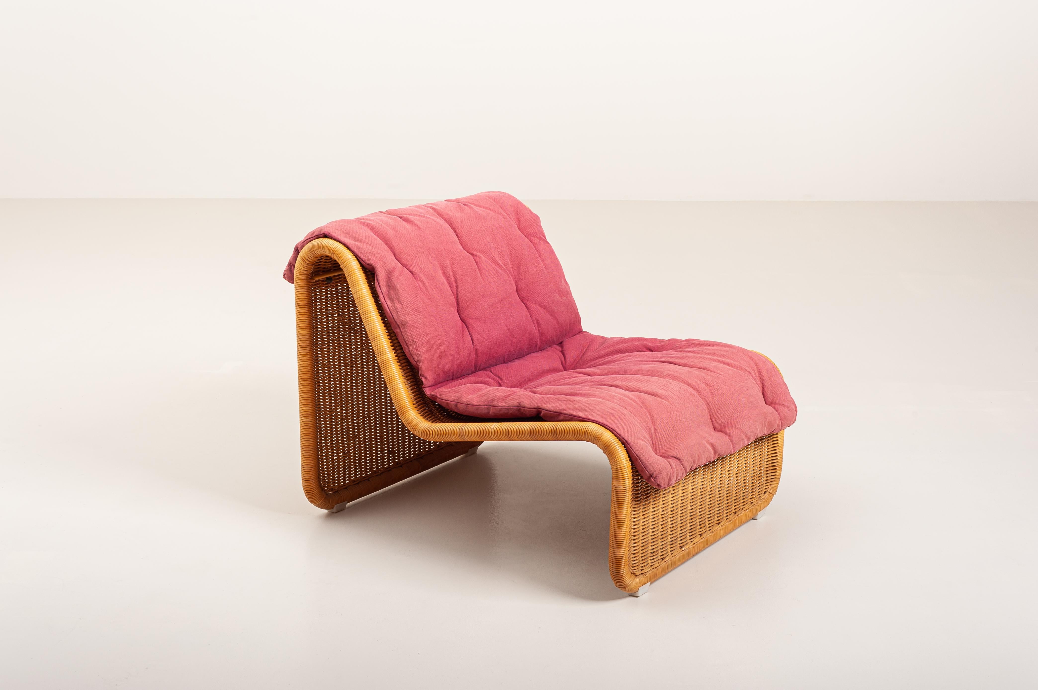 Mid-Century Modern Pair of Tito Agnoli P3 Wicker Easy or Garden Chair for Vittorio Bonacina, 1970s