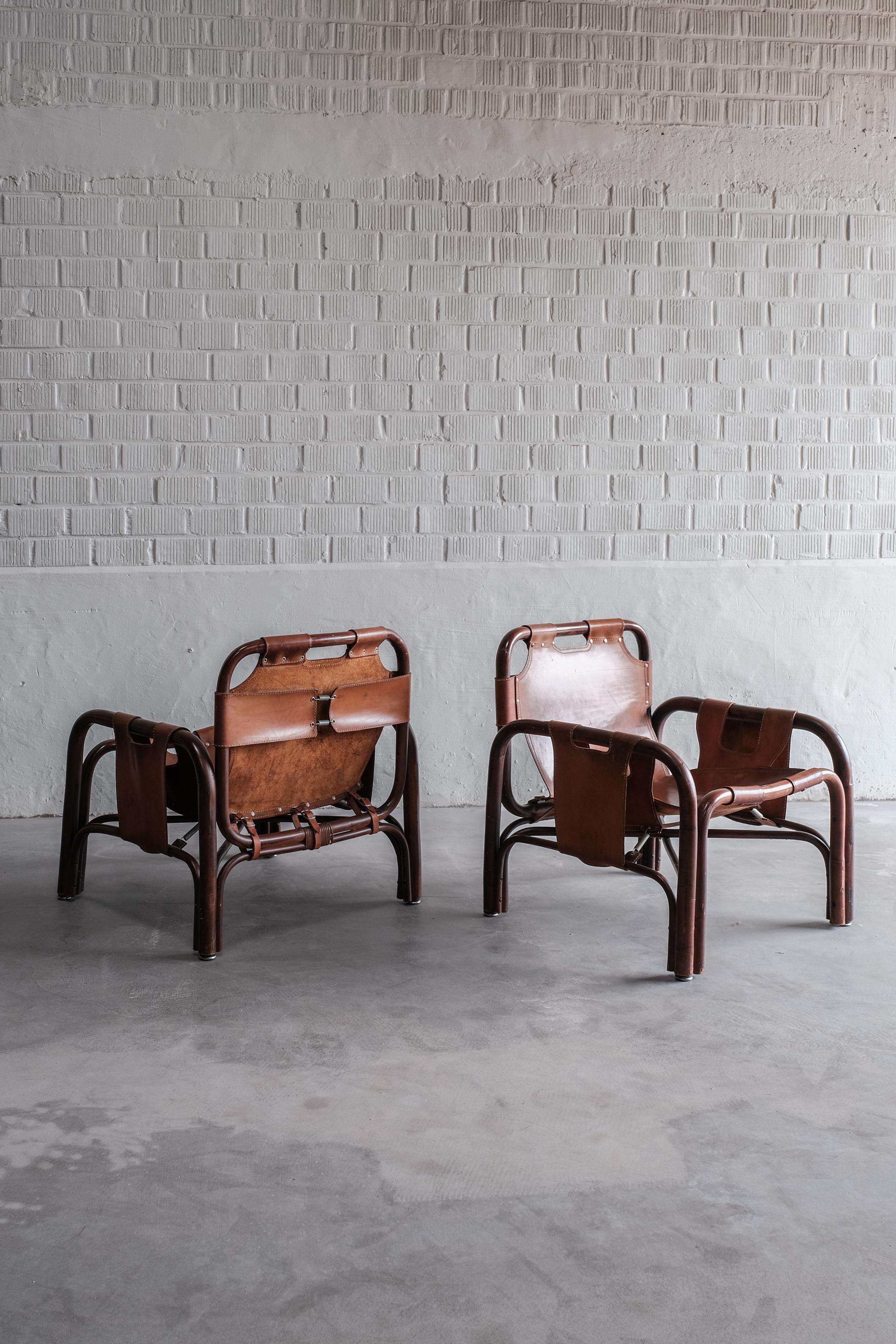 Pair of Tito Agnoli Safari Chairs for Bonacina, 1960 7