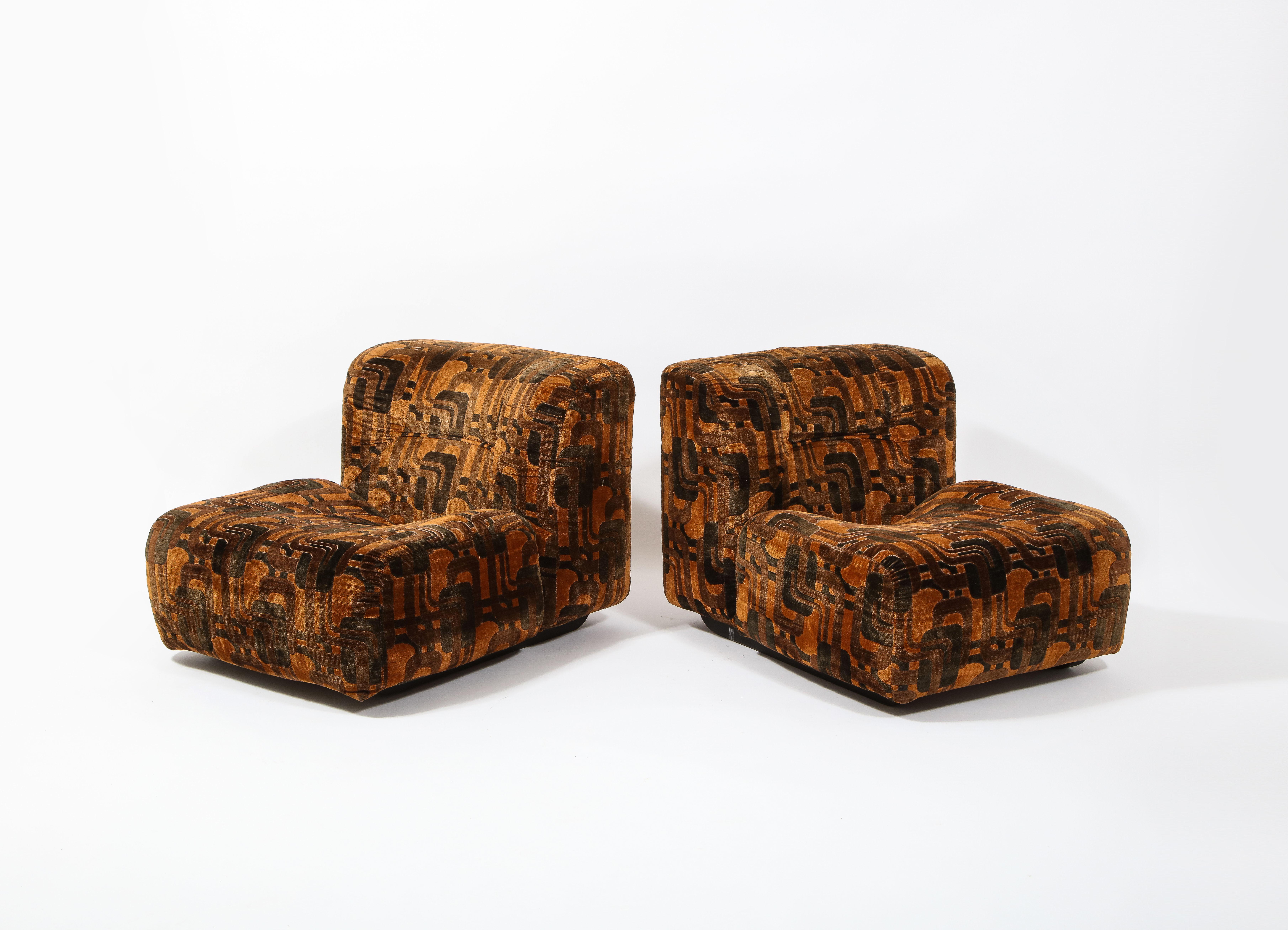 Fabric Tito Agnoli Pair of Slipper Chairs, Italy 1960's For Sale