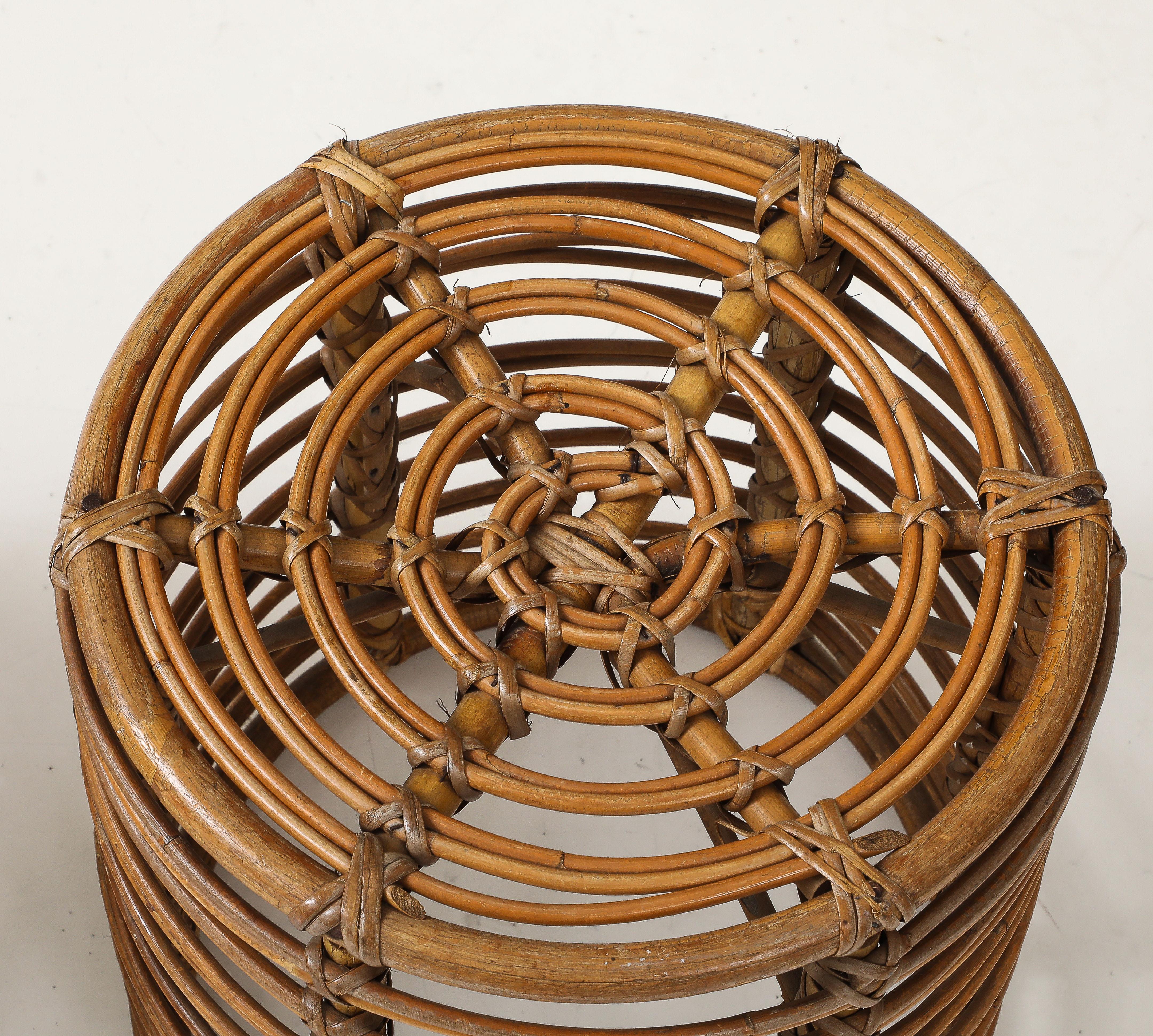 Bamboo Pair of Tito Agnoli Stools 2 For Sale