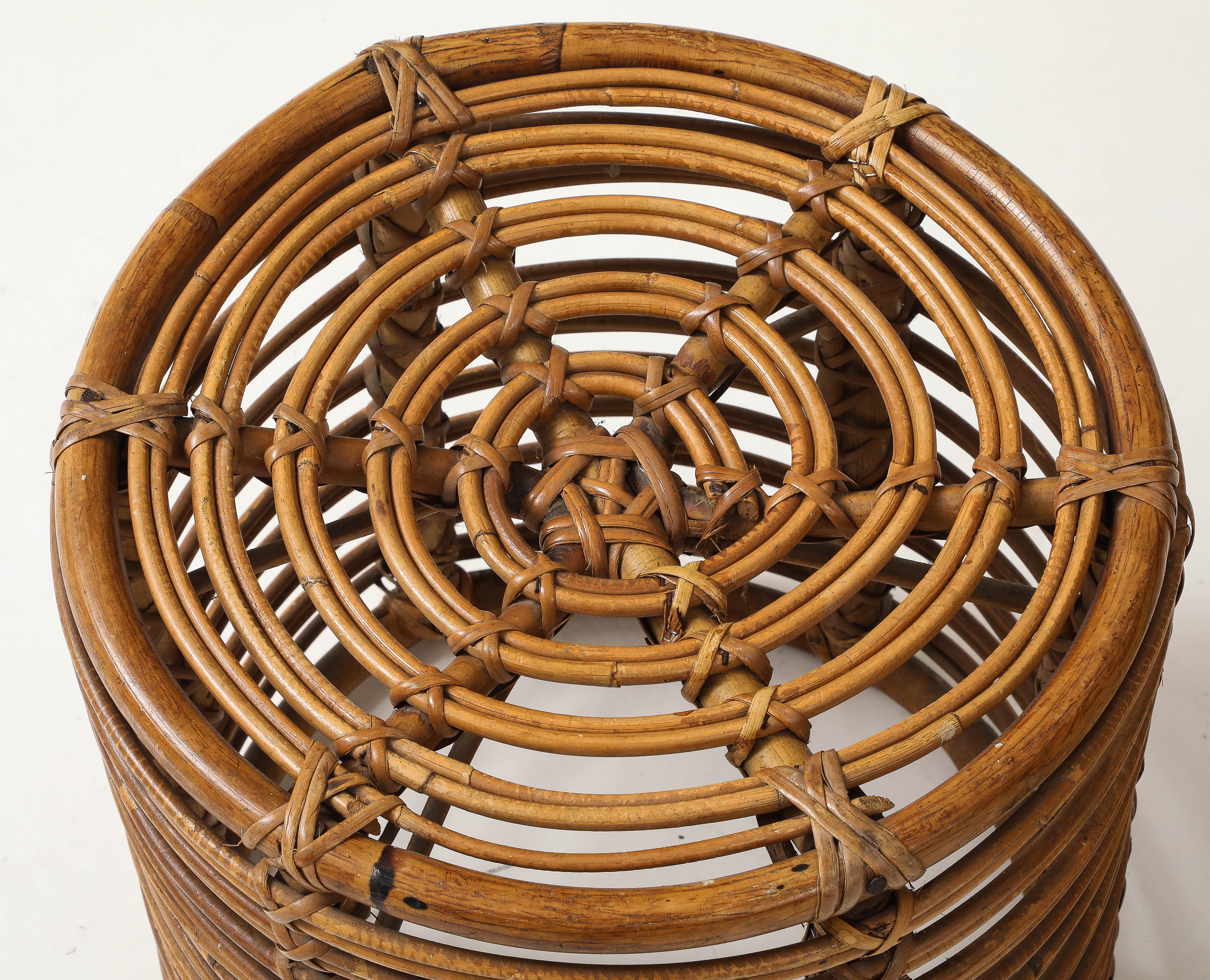 Bamboo Pair of Tito Agnoli Stools 3 For Sale