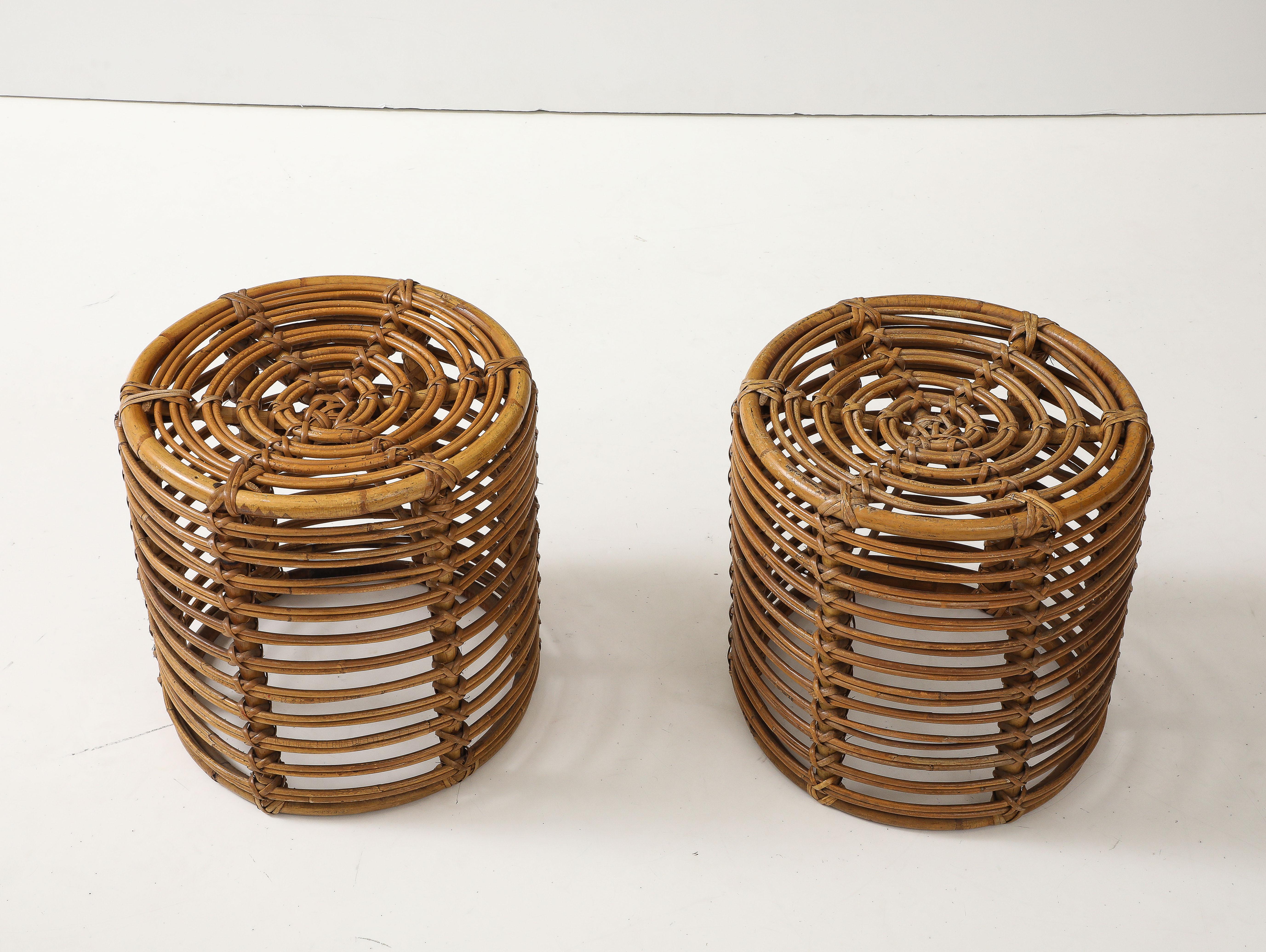 Bamboo Pair of Tito Agnoli Stools 4 For Sale