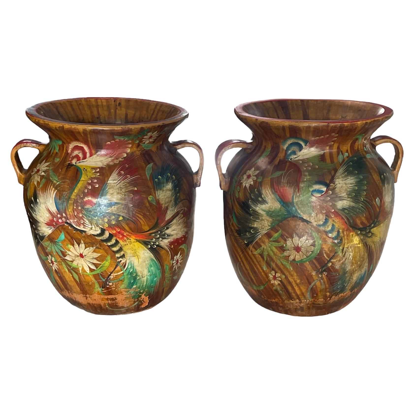 Pair of Tlaquepaque Vases For Sale