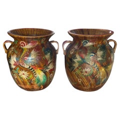 Antique Pair of Tlaquepaque Vases