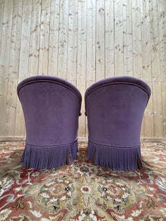 Pair of toad armchairs – Napoleon III style – Purple velvet – 19th century