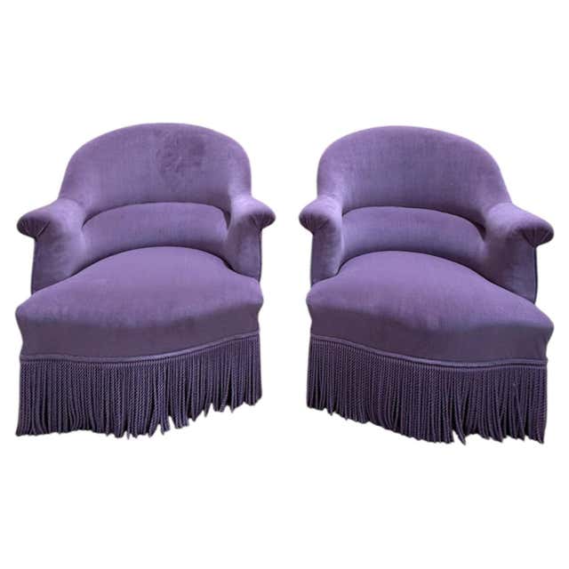 Toad Labelling Pair of English-style toad armchairs – 1960s – Olive green velvet For ...