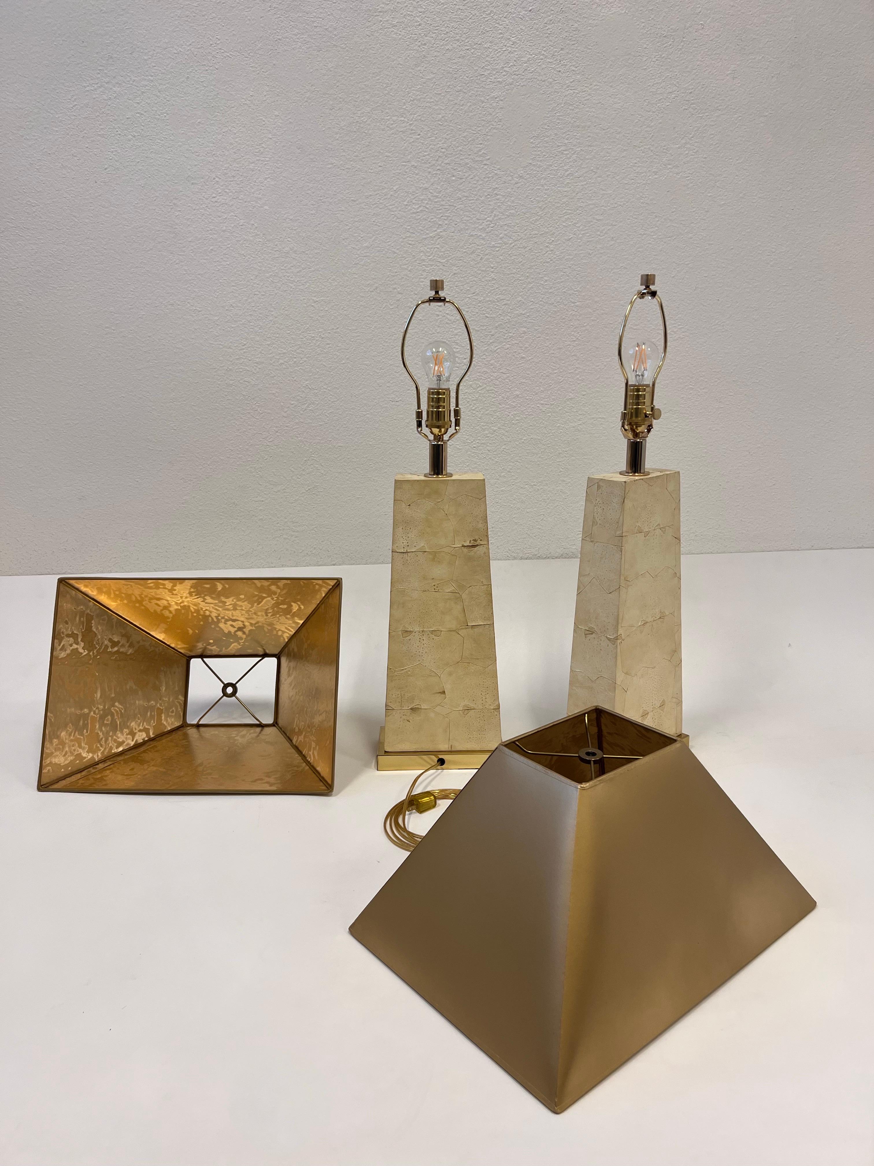Pair of Toad Leather and Brass Table Lamps  For Sale 3