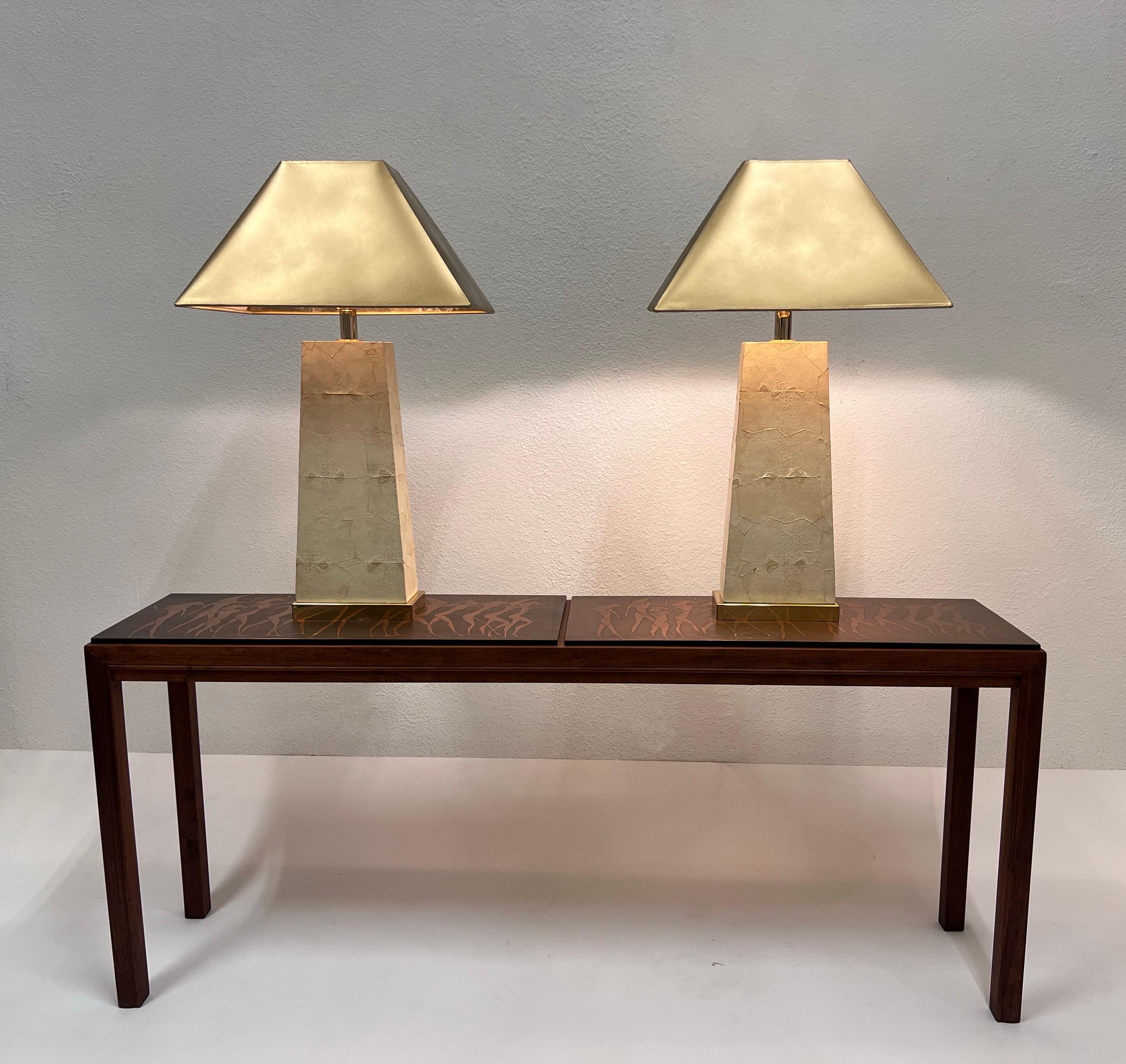 Pair of Toad Leather and Brass Table Lamps  For Sale 4