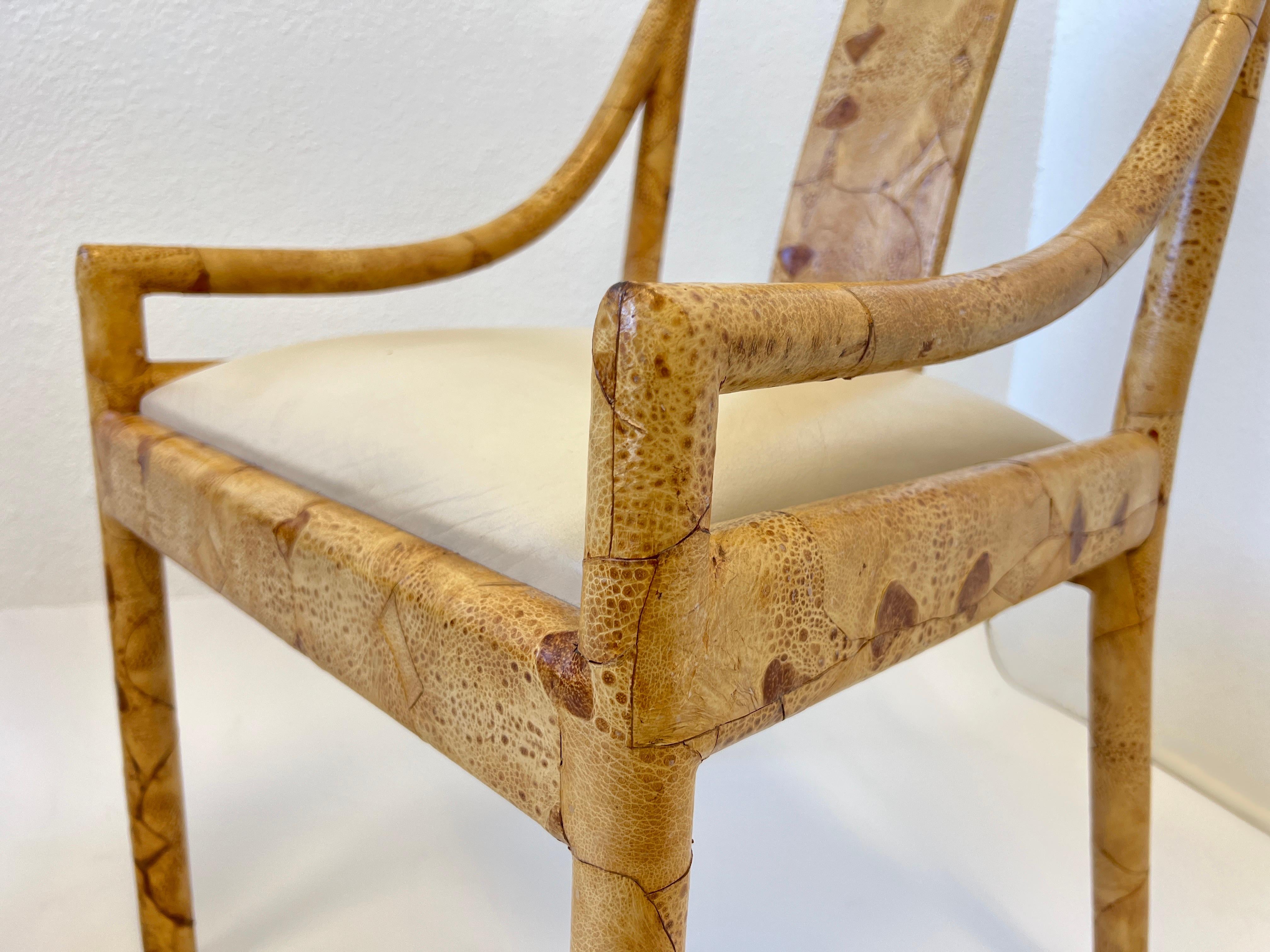 American Pair of Toad Leather Patchwork Armchairs For Sale