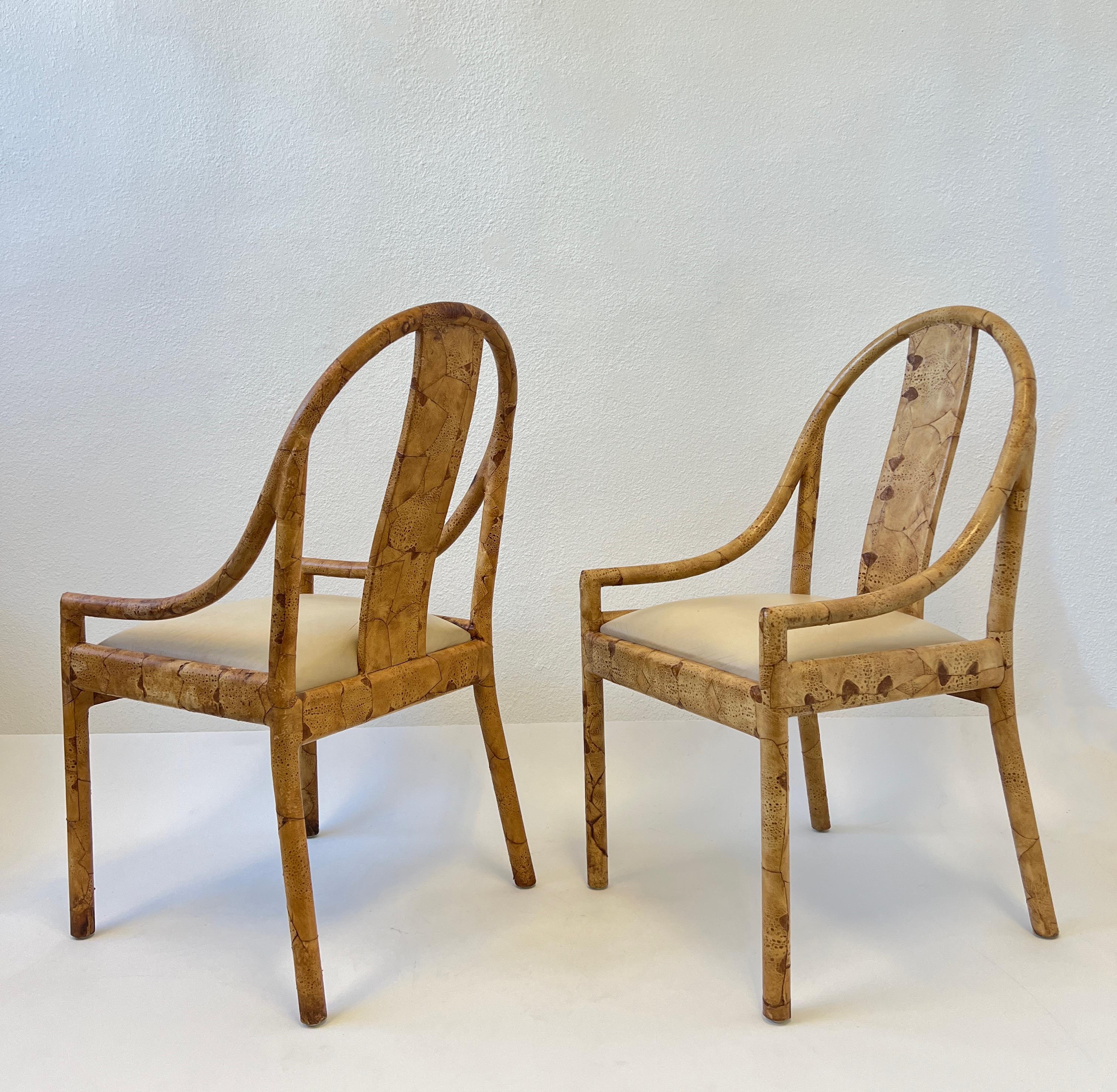 Late 20th Century Pair of Toad Leather Patchwork Armchairs For Sale
