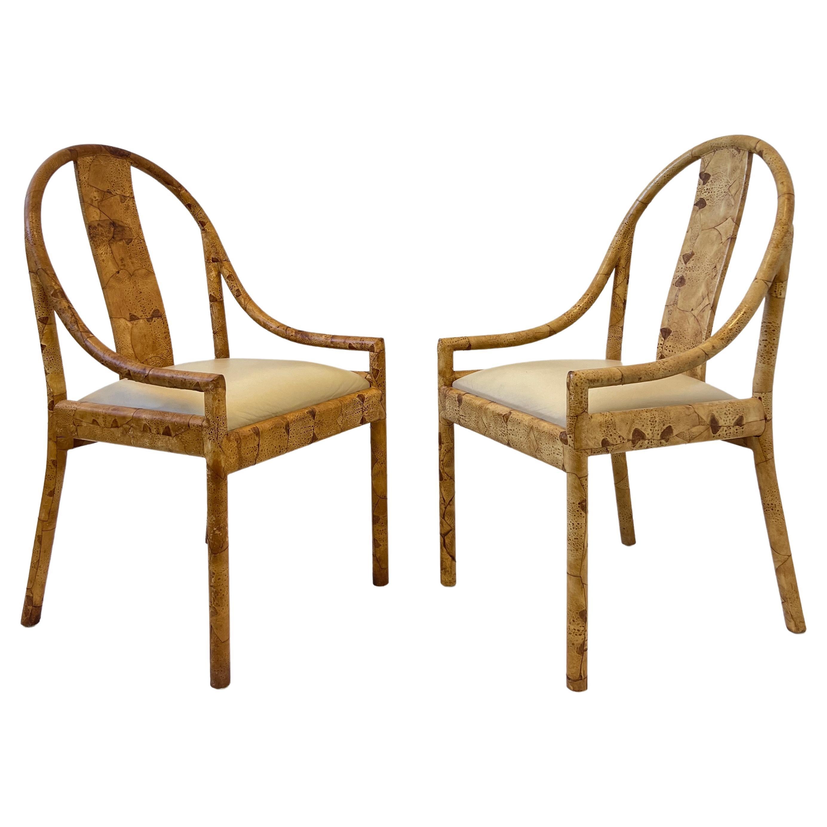 Pair of Toad Leather Patchwork Armchairs For Sale