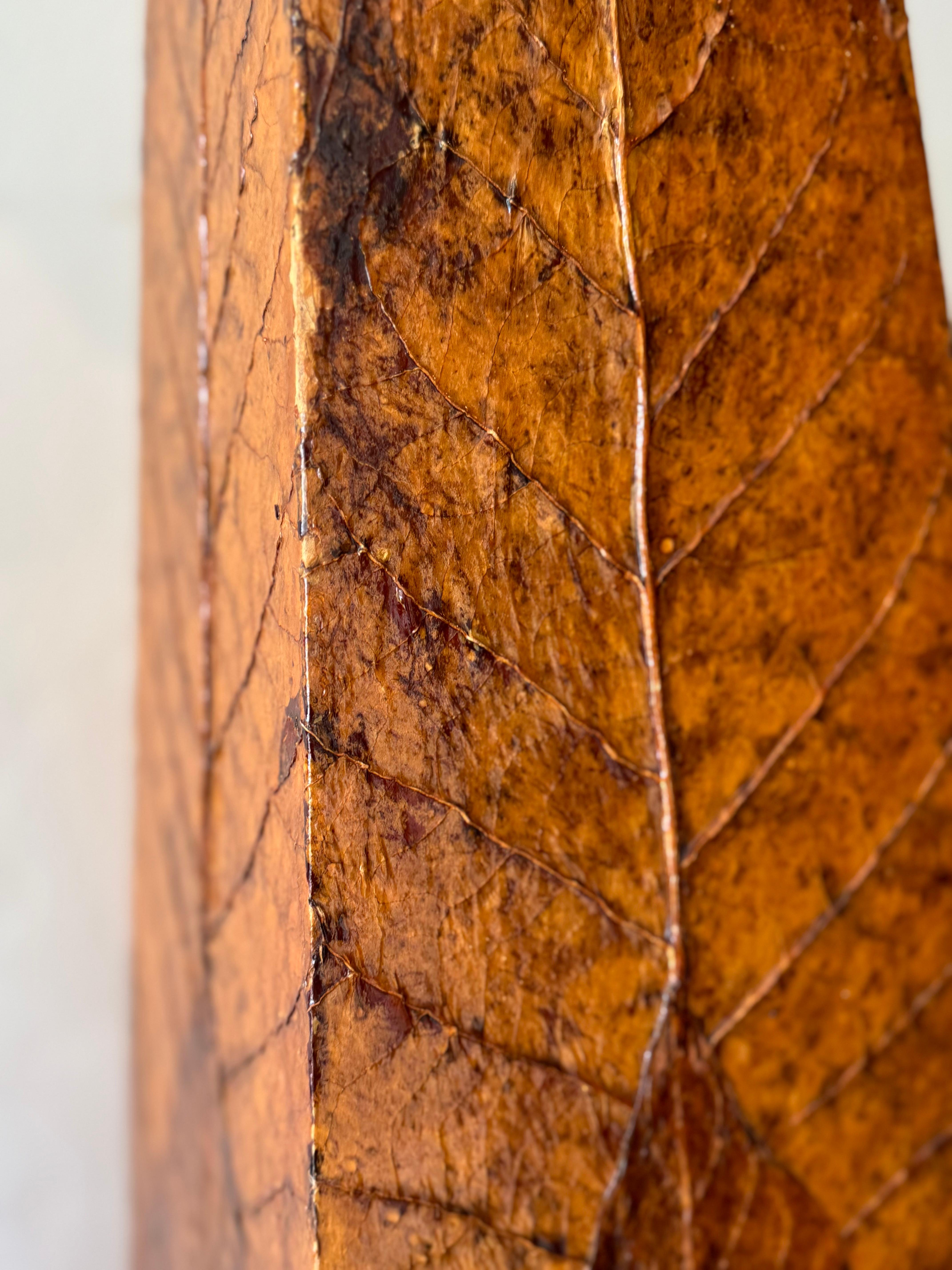 Pair Of Tobacco Leaf Covered Floor Lamps In Good Condition In West Palm Beach, US