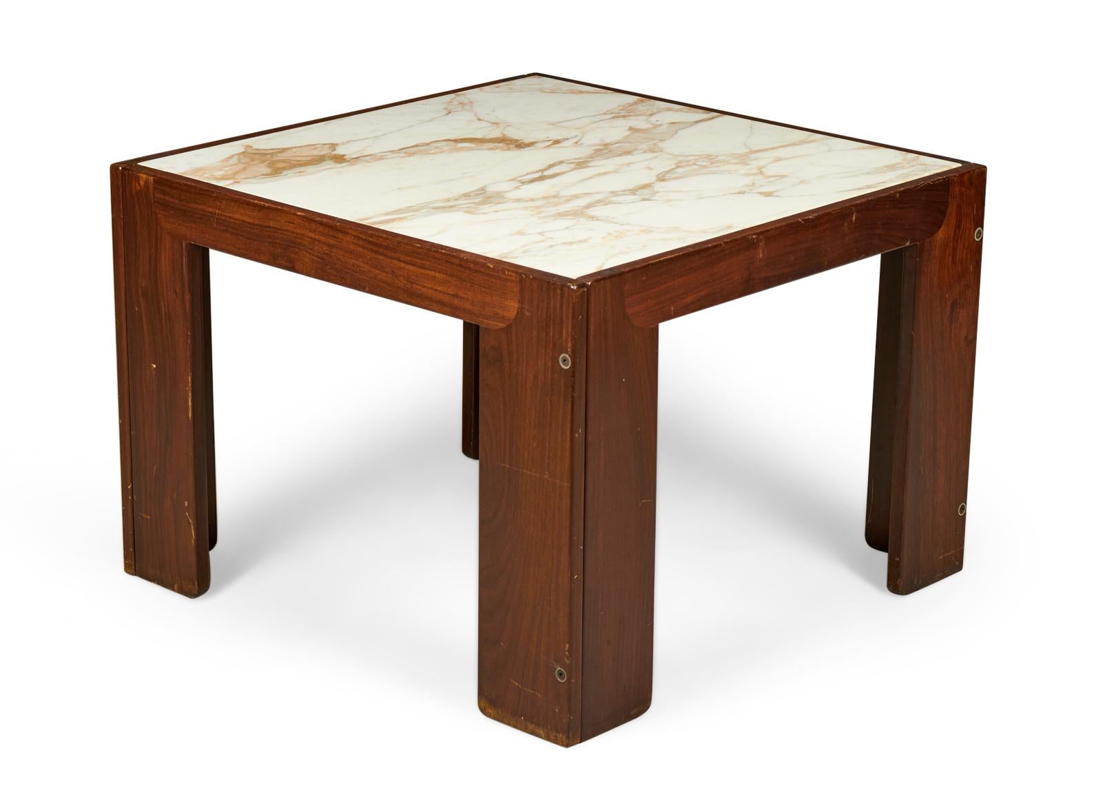 20th Century Pair of Tobia and Afra Scarpa for Cassina Italian 'Bastiano' Marble and Rosewood For Sale