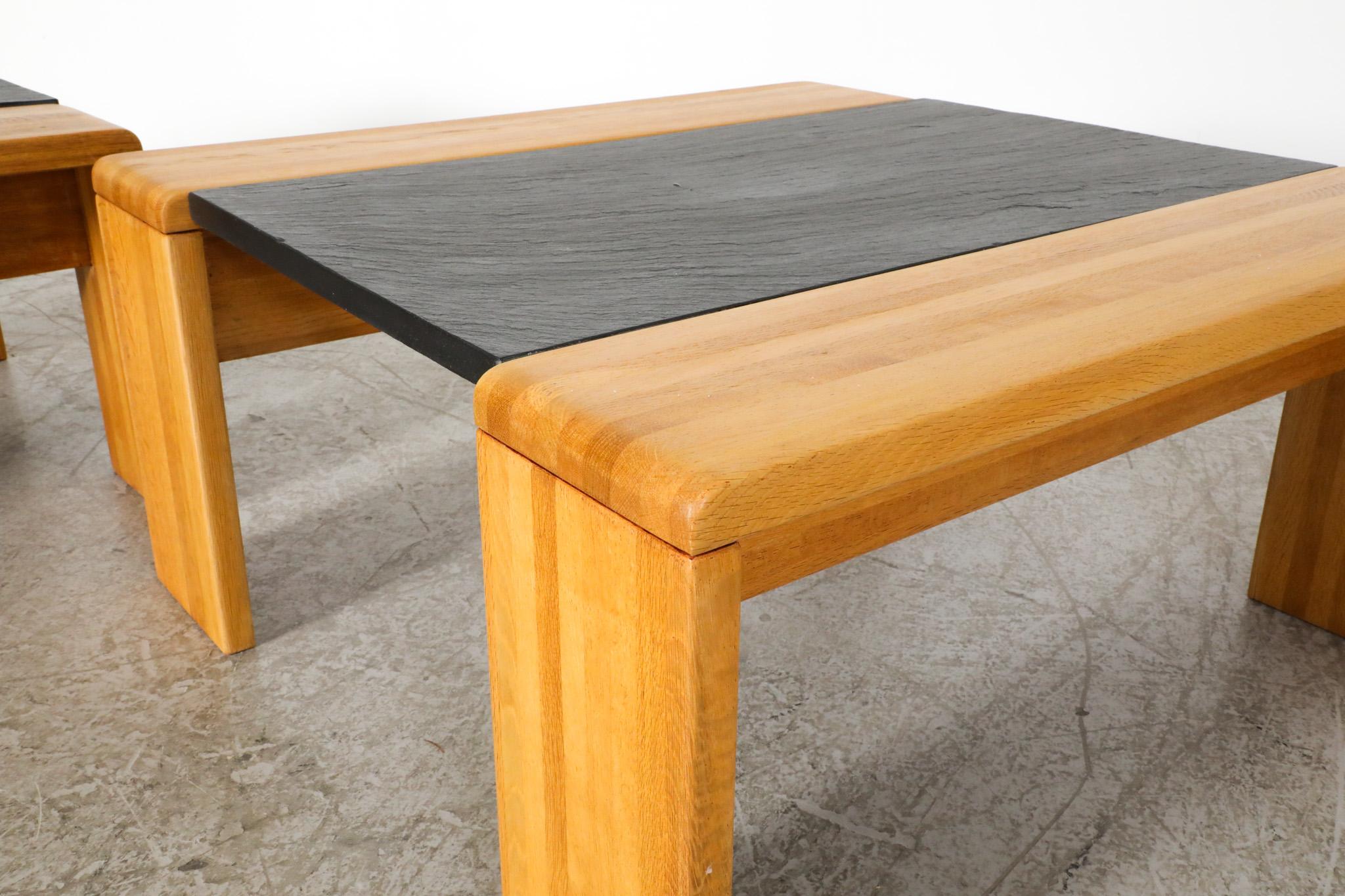 Pair of Tobia Scarpa Inspired Teak and Stone Coffee and side Tables by Leolux 8