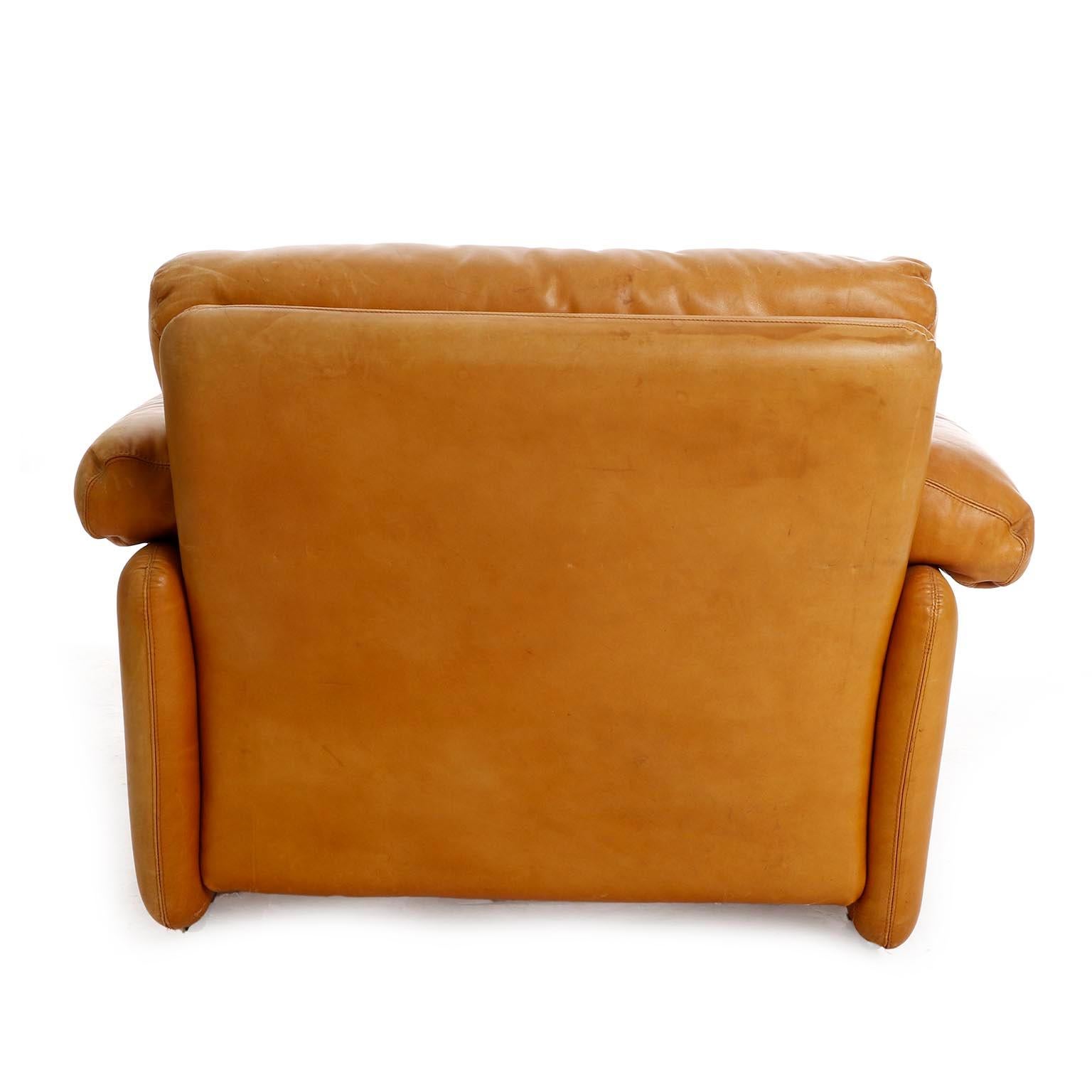 Pair of Tobia Scarpa Lounge Chairs Coronado for C&B Italia, Cognac Leather, 1970 1