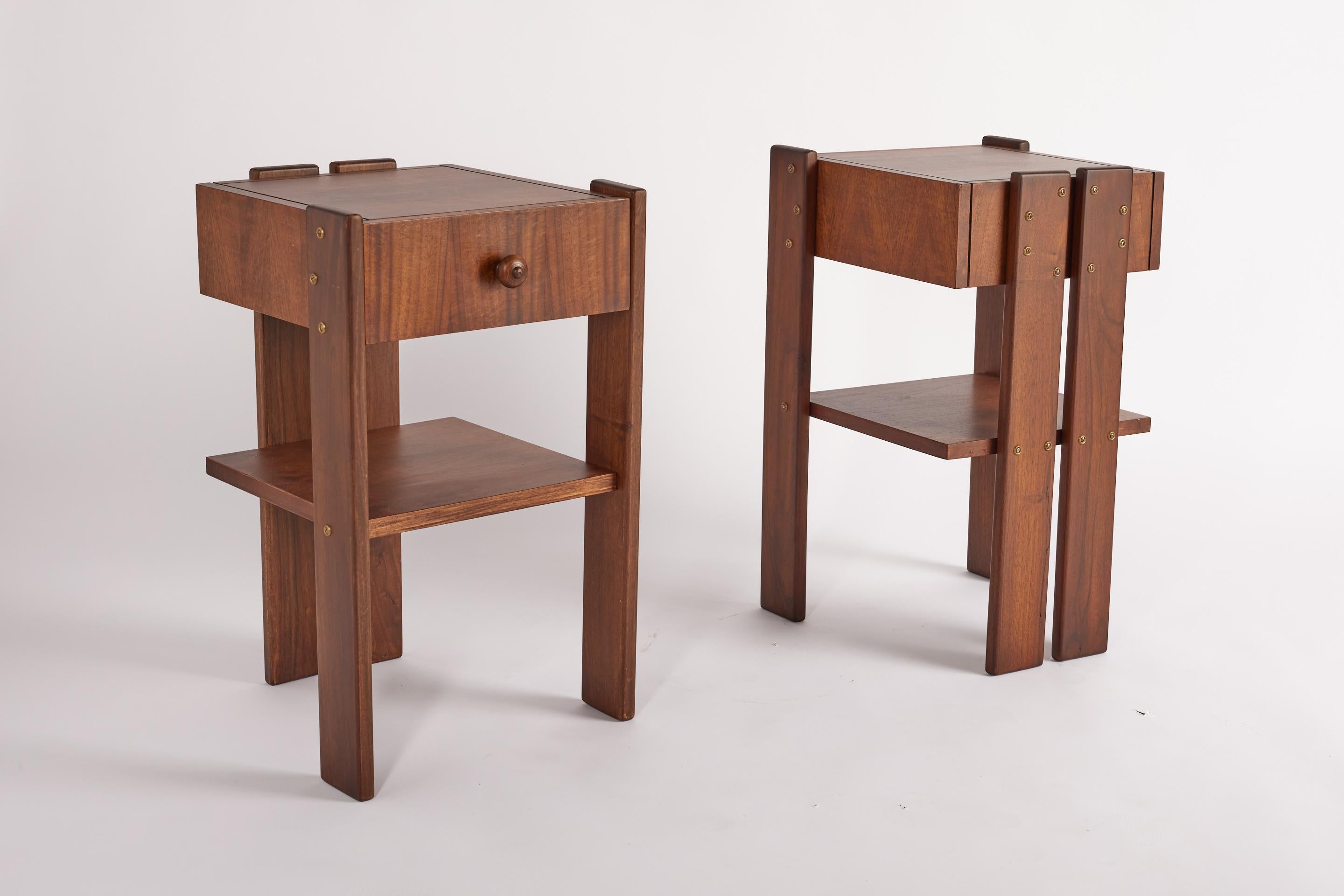 Italian Pair of Tobia Scarpa Style Nightstands