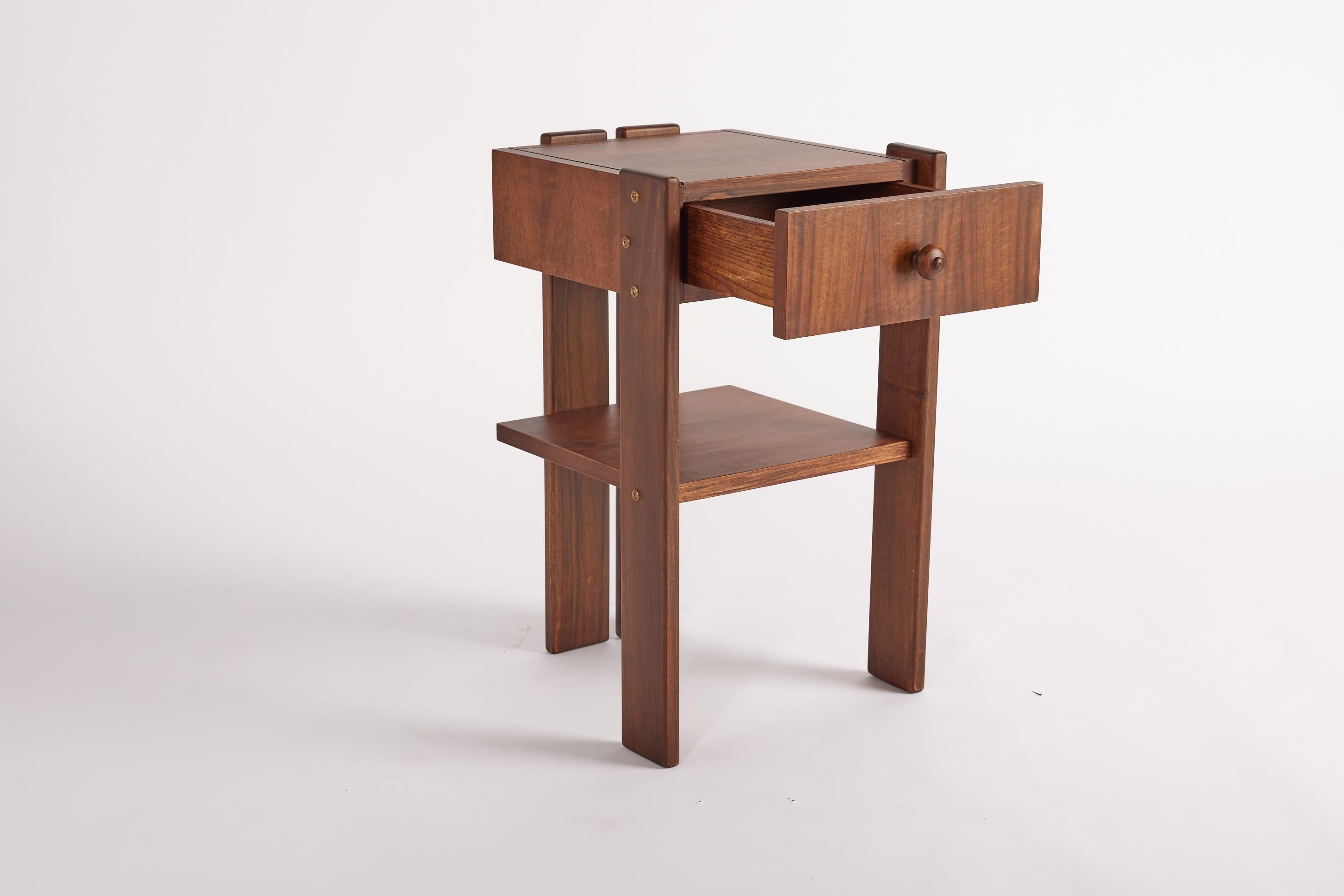 Walnut Pair of Tobia Scarpa Style Nightstands