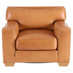 Pair of Toffee-colored Leather Armchairs In the Manner of Jean-Michel Frank