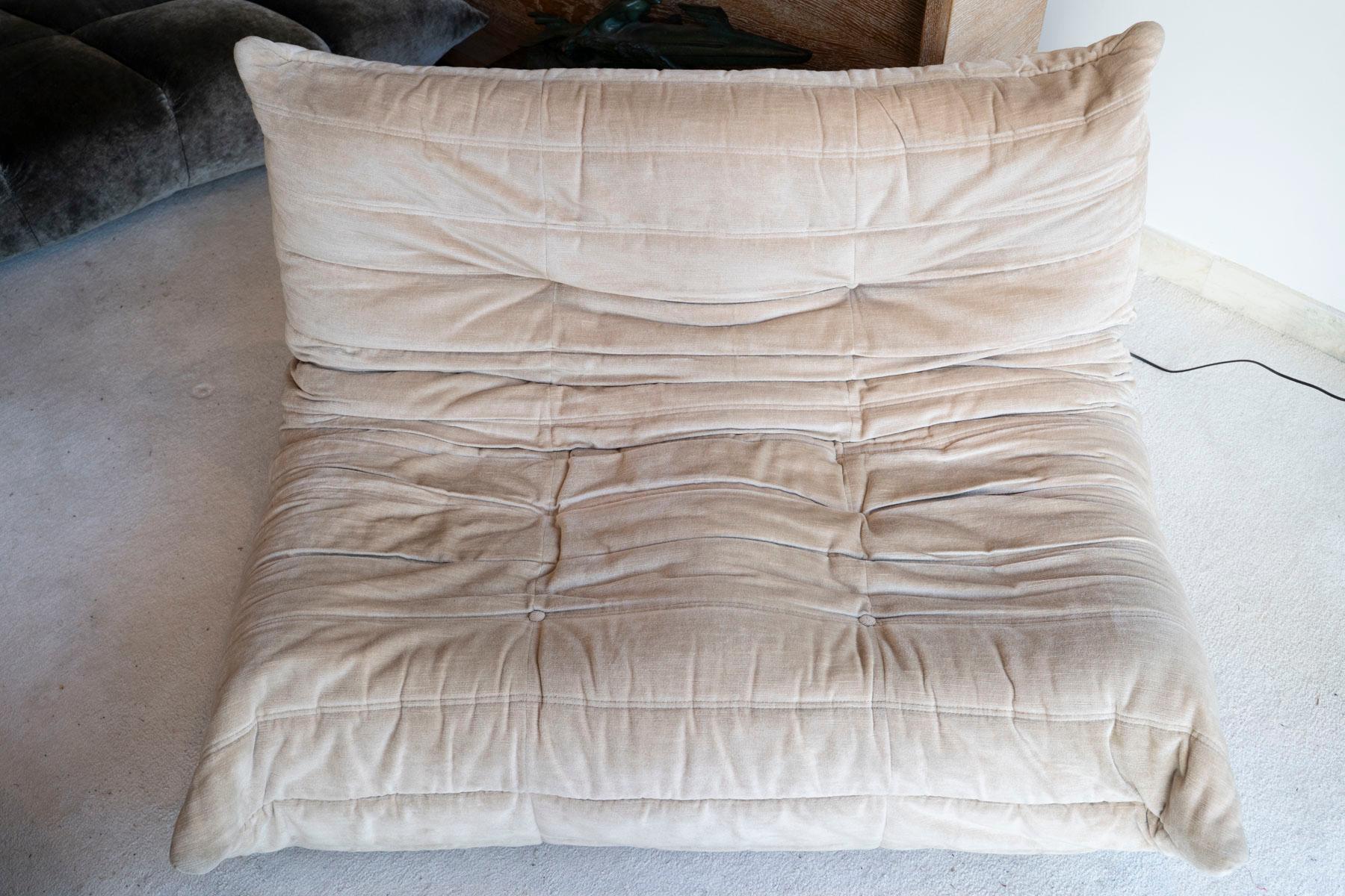Velluto Coppia di divani a due posti Togo di Michel Ducaroy per Ligne Roset, 1973 in vendita