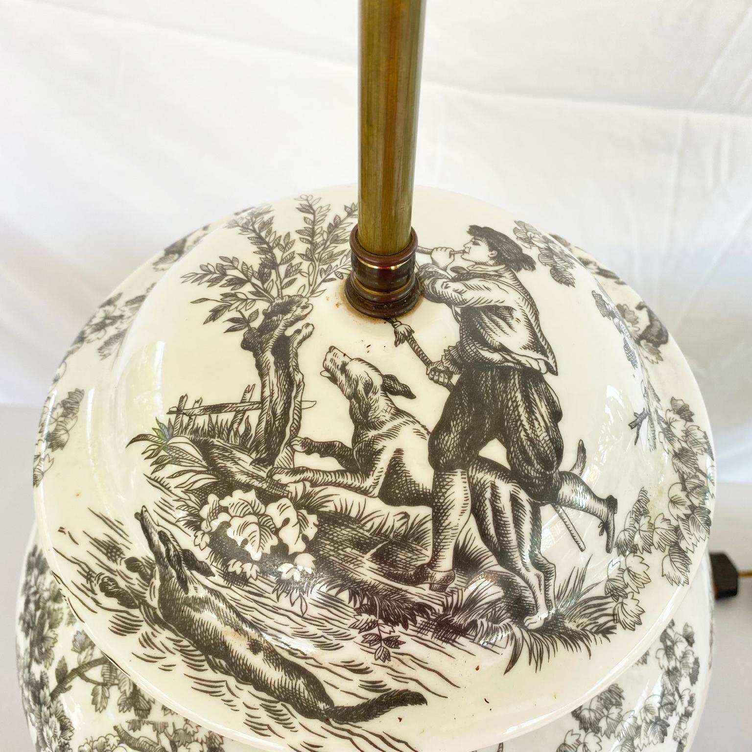 Fin du 20e siècle Paire de lampes en forme de jarre à gingembre en toile par Porcelaine de Paris en vente