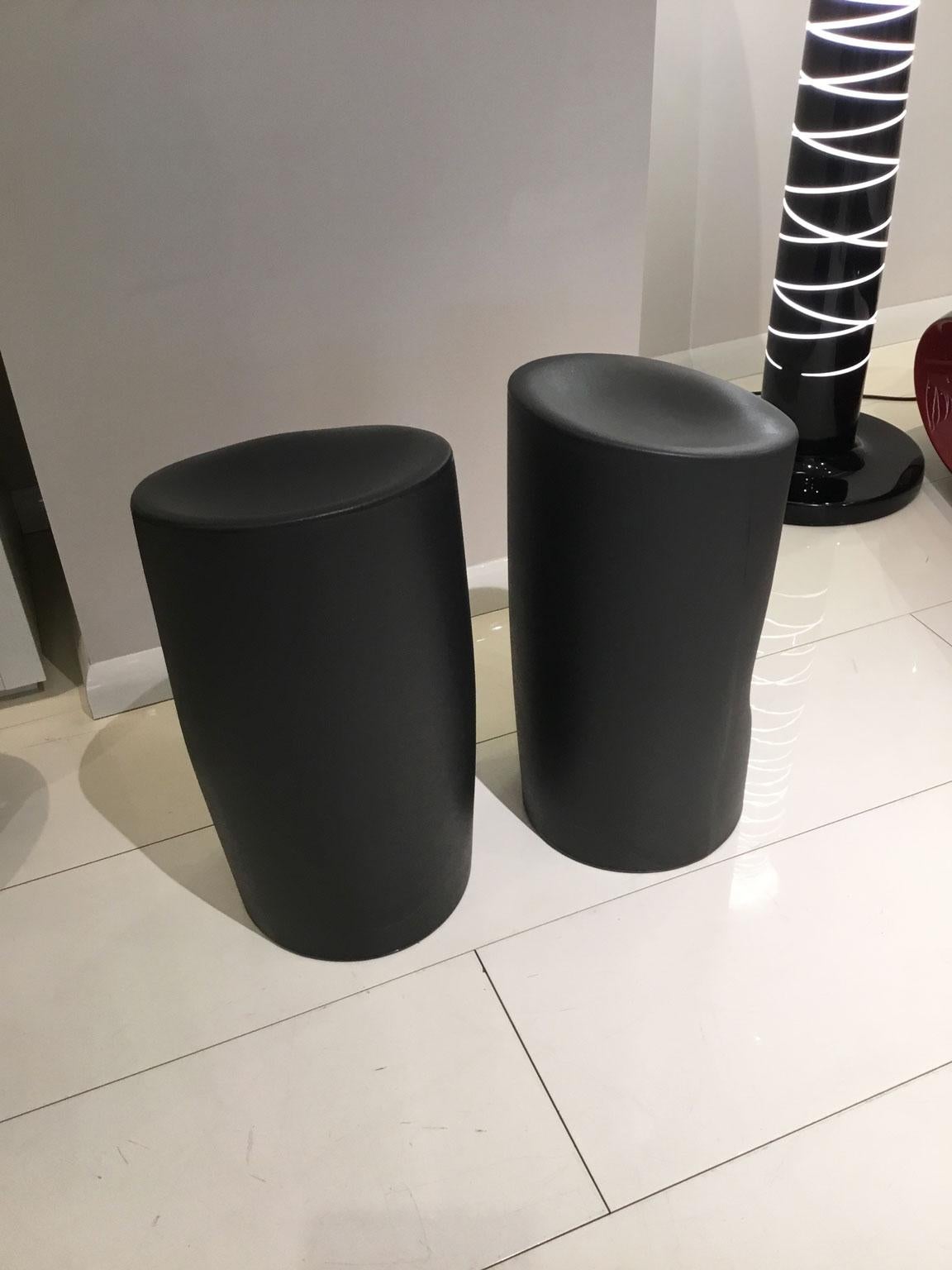 Pair of Tokyo Pop Black Monobloc Stools by Tokujin Yoshioka for Driade In Good Condition In Chicago, IL